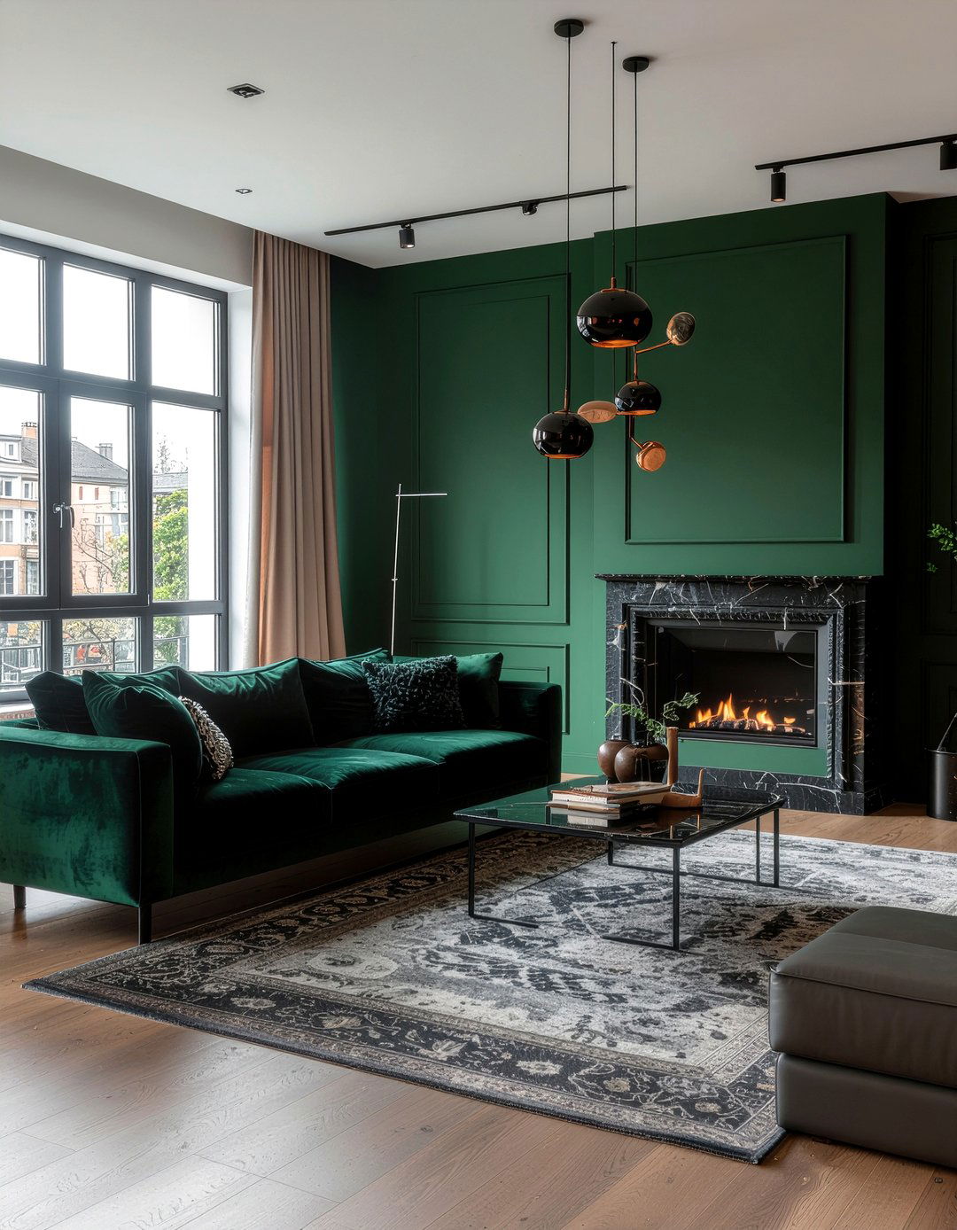 Emerald green and black living room - 30 emerald living room ideas
