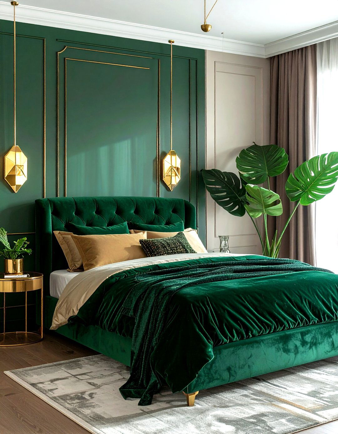 Emerald green and gold bedroom - 30 gold bedroom decor ideas