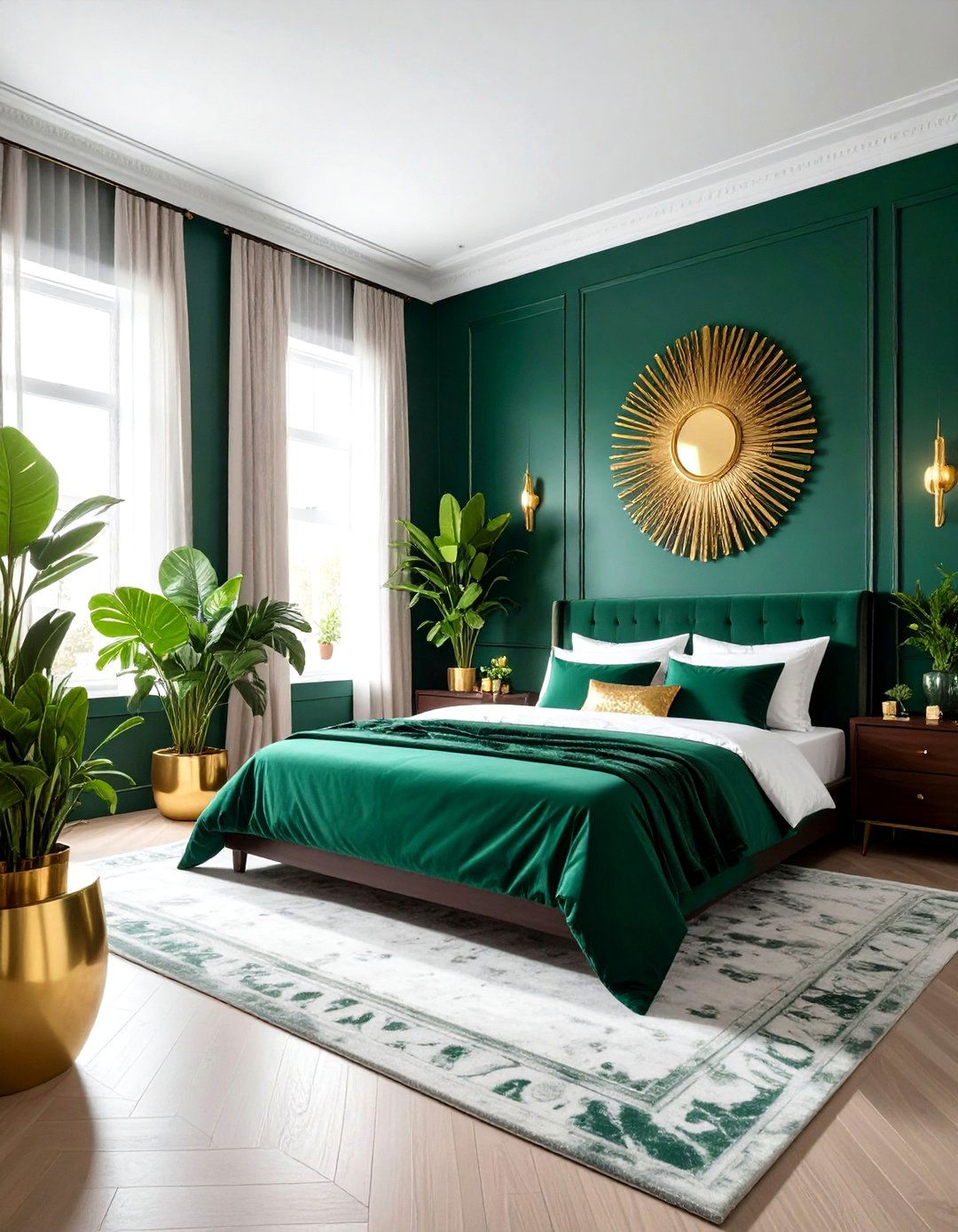 Emerald green and gold bedroom - 30 gold bedroom ideas