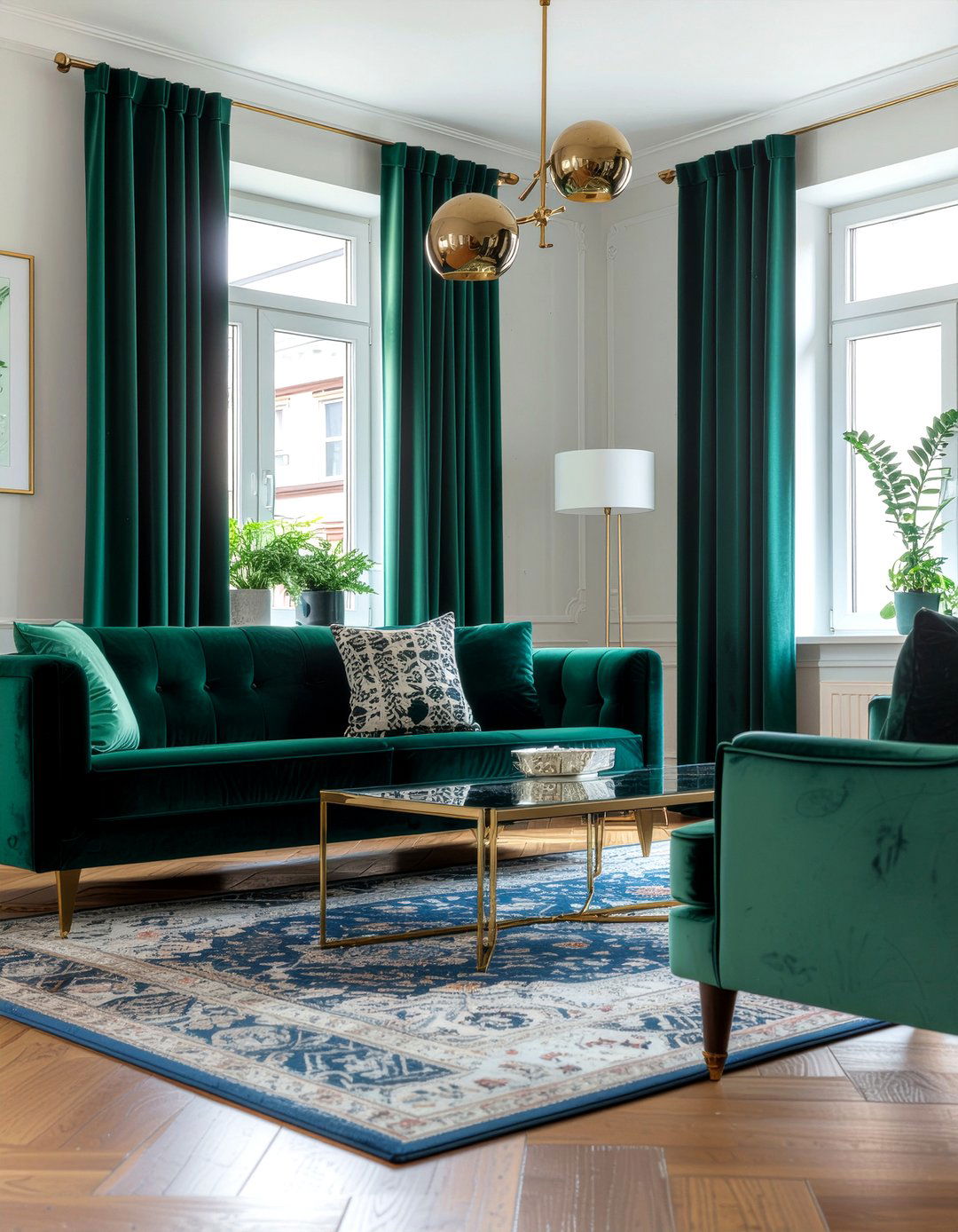 Emerald green and gold decor - 30 emerald living room ideas