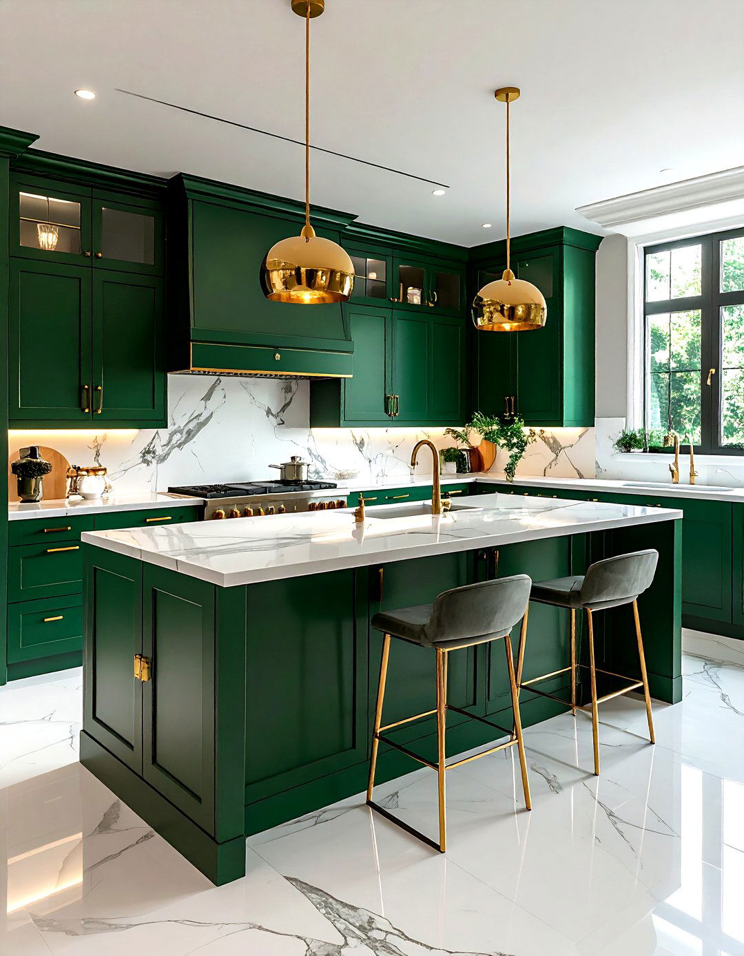Emerald green and gold kitchen - 30 emerald kitchen decor ideas