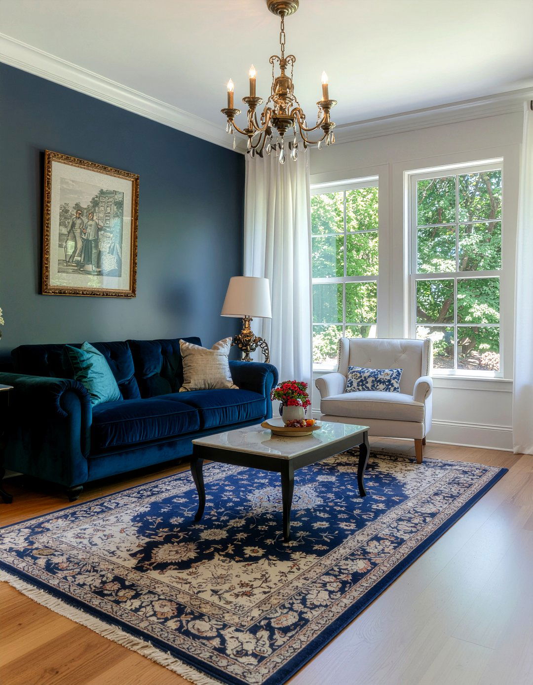 Emerald green and navy blue living room - 30 emerald living room ideas