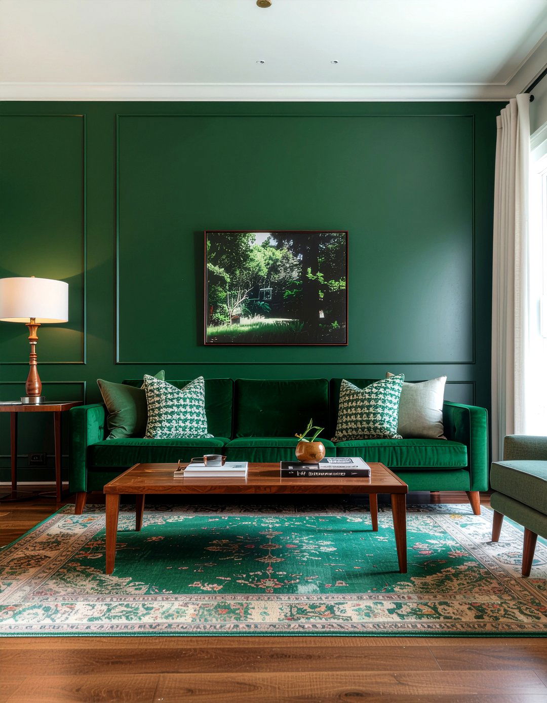 Emerald green and walnut living room - 30 emerald living room ideas