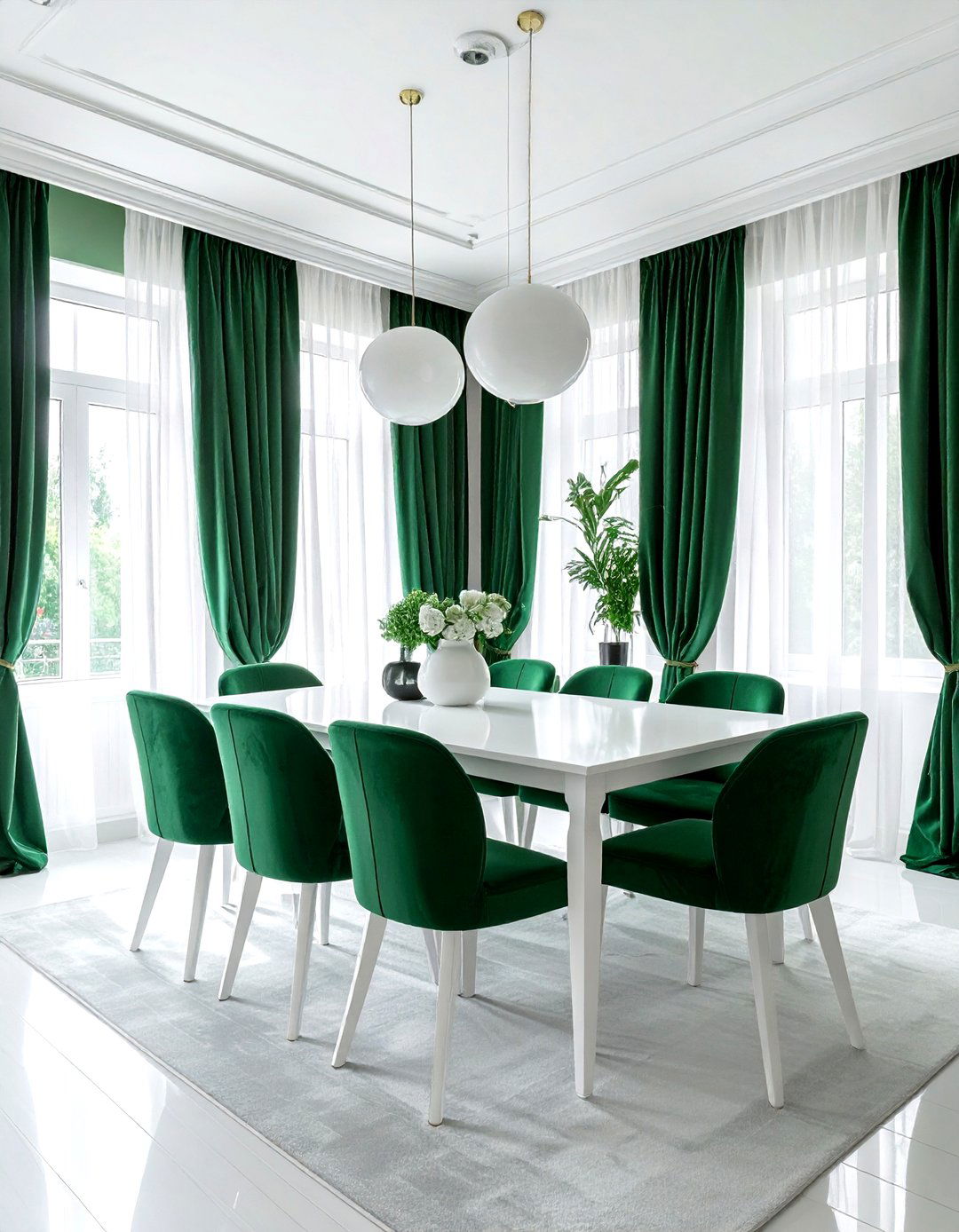 Emerald green and white dining room - 30 emerald dining room ideas