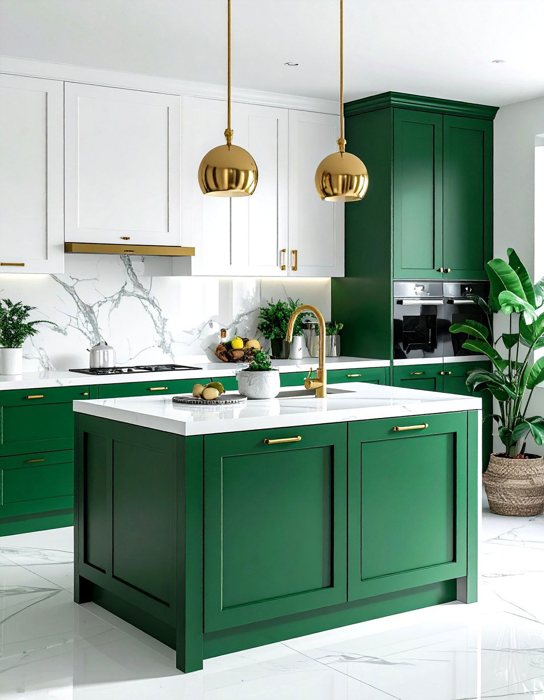Emerald green and white kitchen - 30 two-tone cabinet kitchen ideas