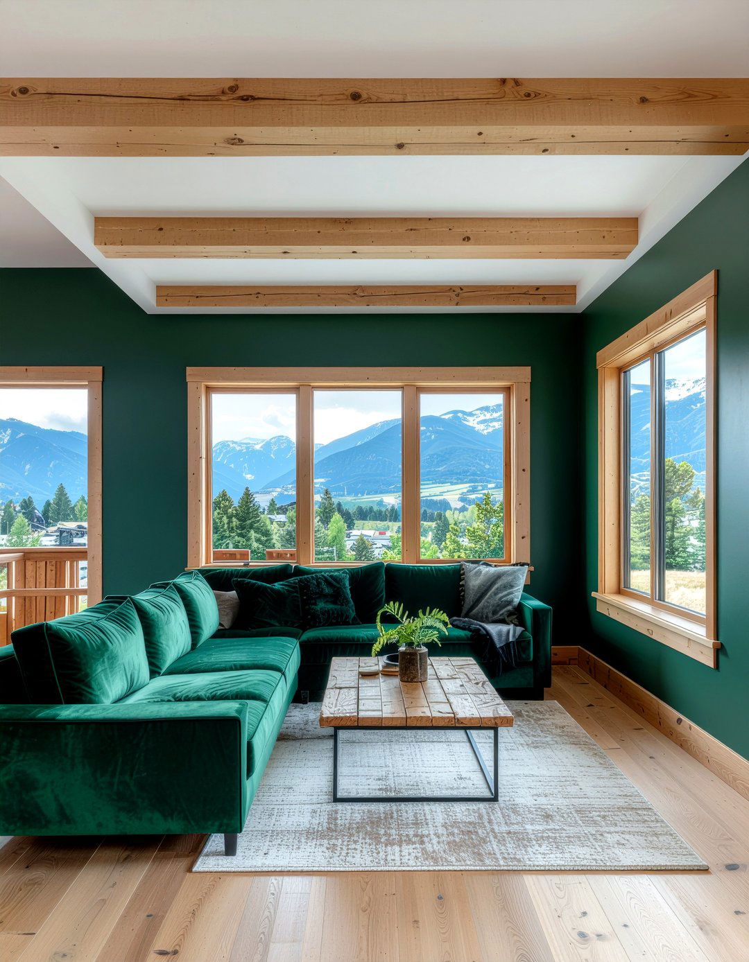 Emerald green and wood living room - 30 emerald living room ideas