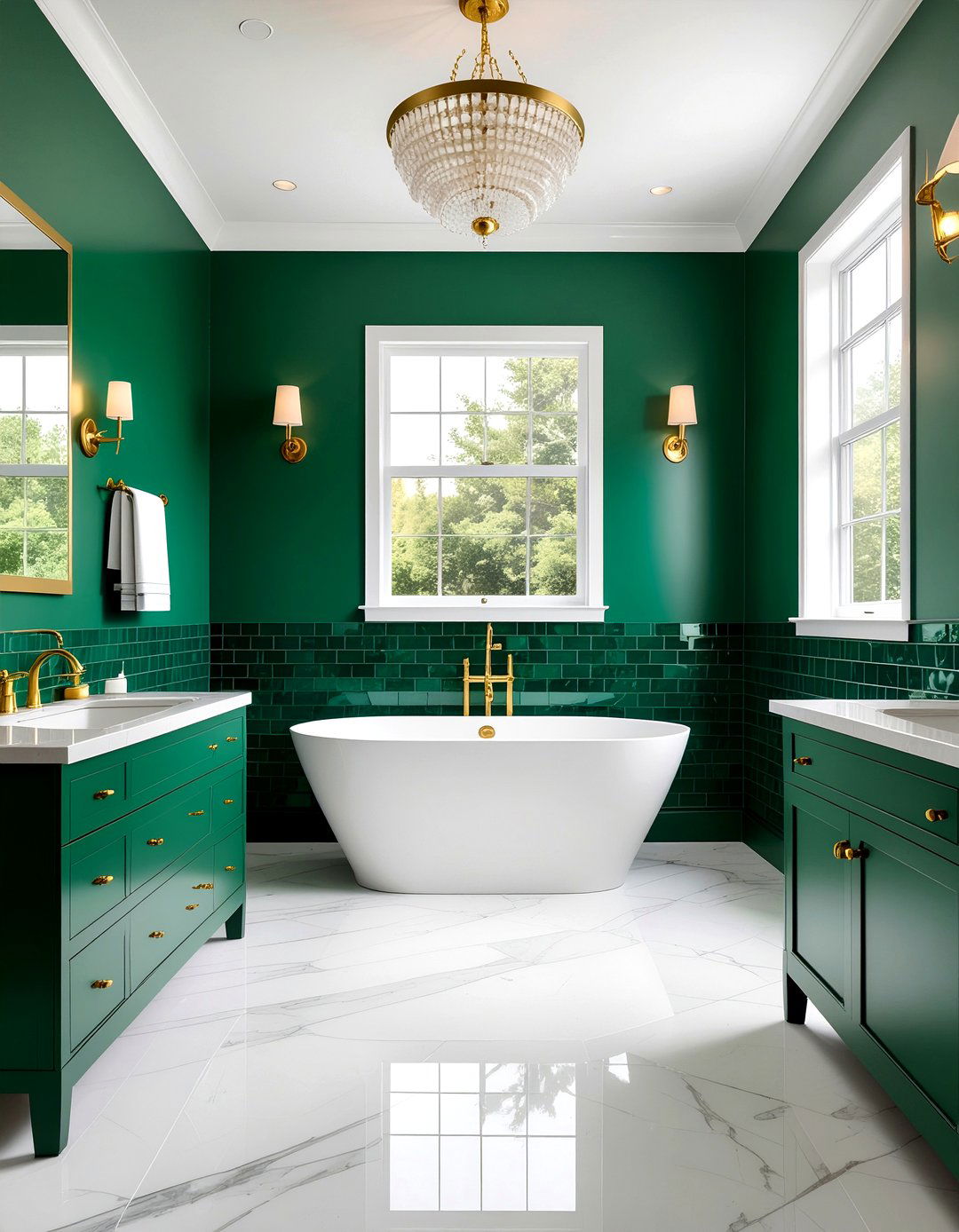 Emerald green bathroom - 30 small bathroom color ideas