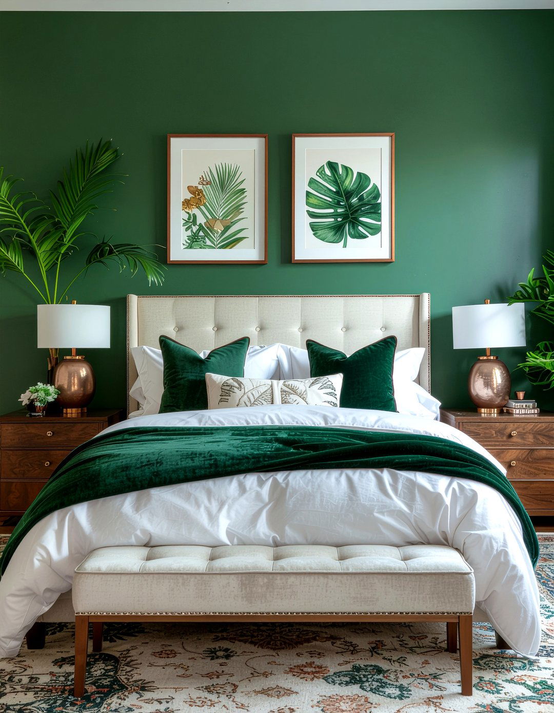 Emerald green bedroom with bronze - 30 bronze accent bedroom ideas