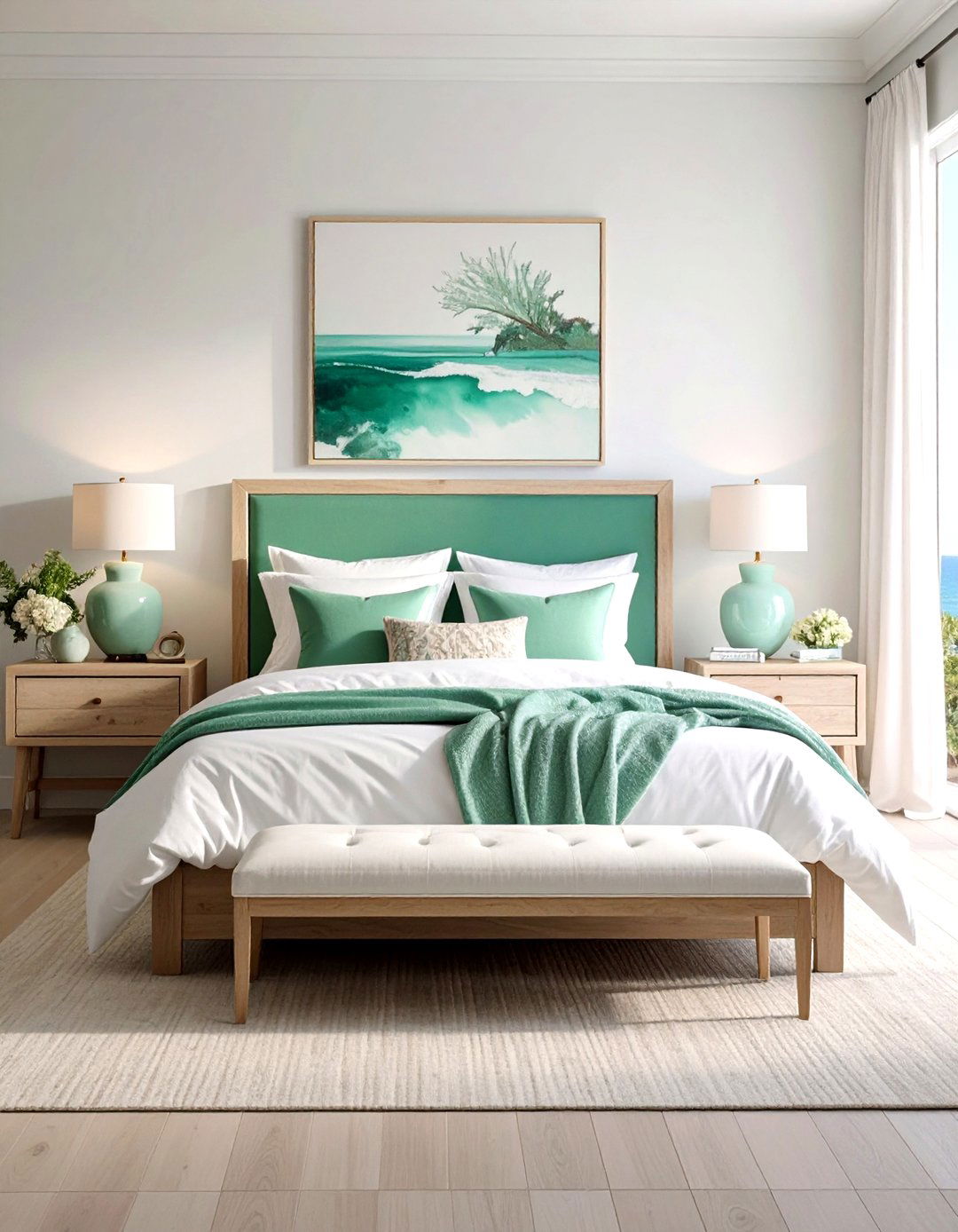 Emerald green coastal bedroom - 30 emerald bedroom decor ideas