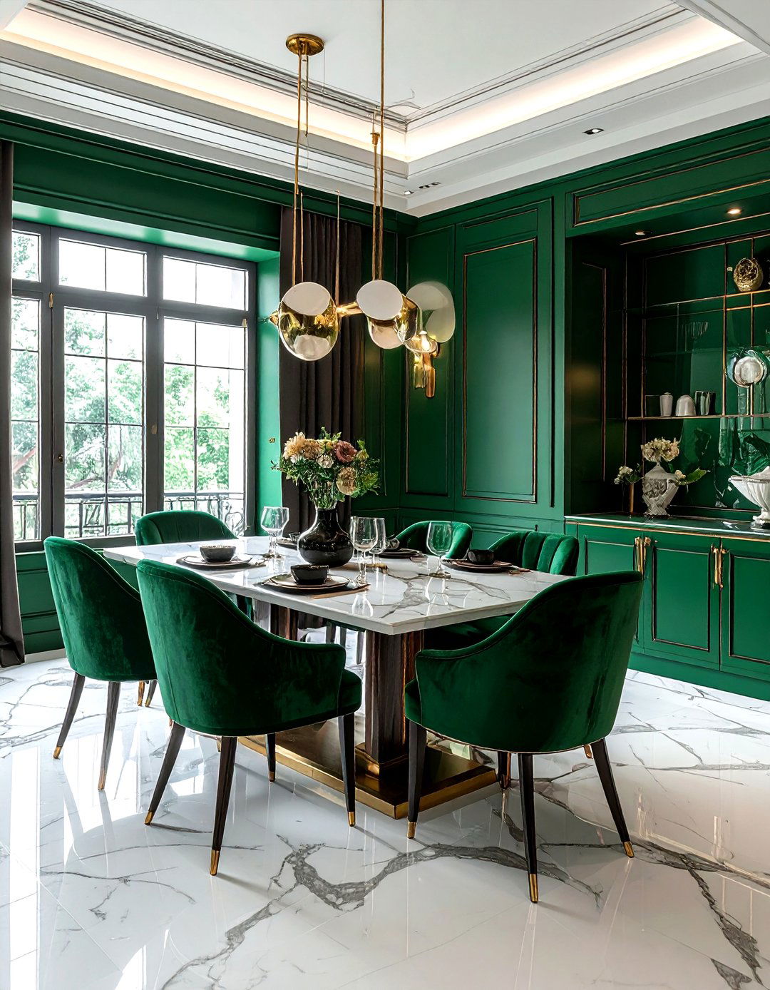 Emerald green dining room - 30 colorful dining room ideas