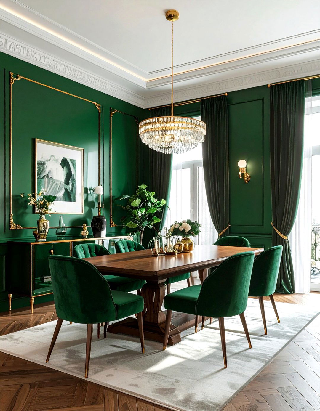 Emerald green dining room - 30 palatial dining room ideas