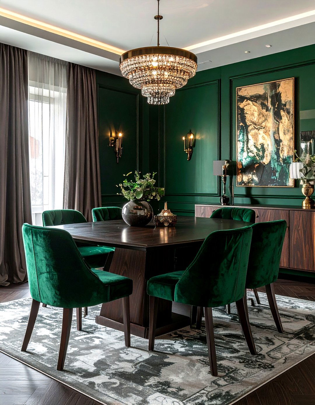 Emerald green dining room - 30 cool paint color ideas