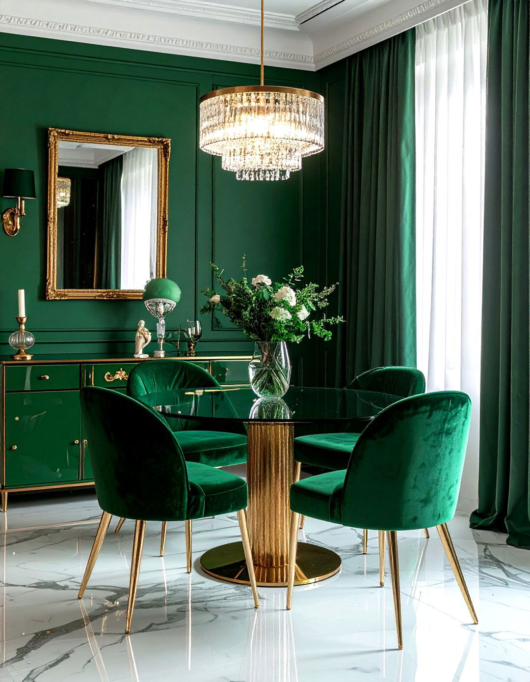 Emerald green dining room - 30 dining room accent color ideas