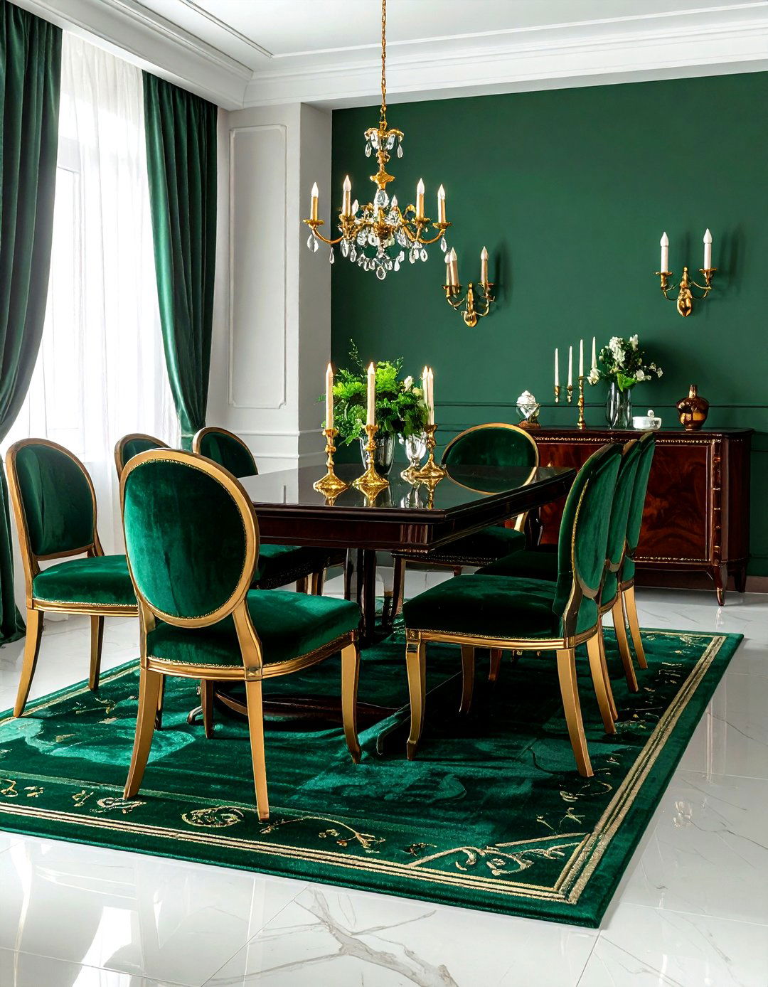 Emerald green dining room - 30 dining room paint ideas