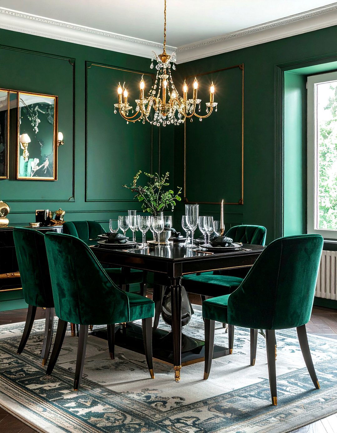 Emerald green dining room - 30 green dining room decor ideas