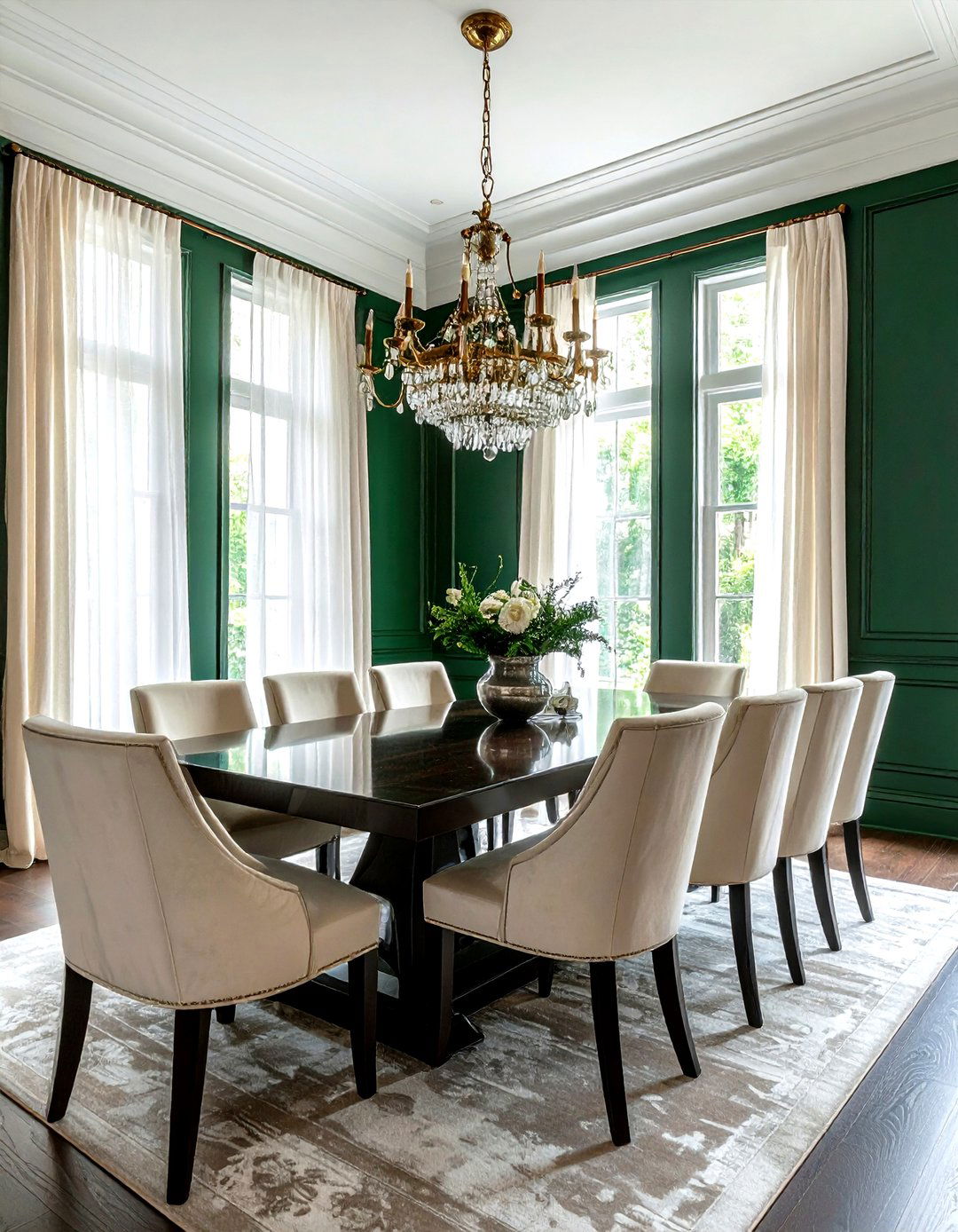 Emerald green dining room - 30 bold paint color ideas