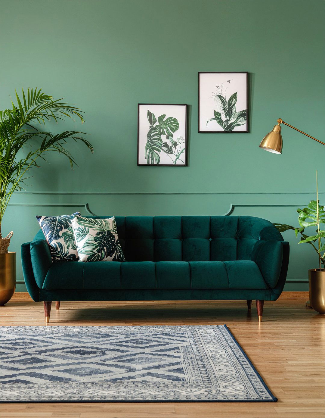 Emerald green fabric sofa - 30 fabric sofa living room ideas