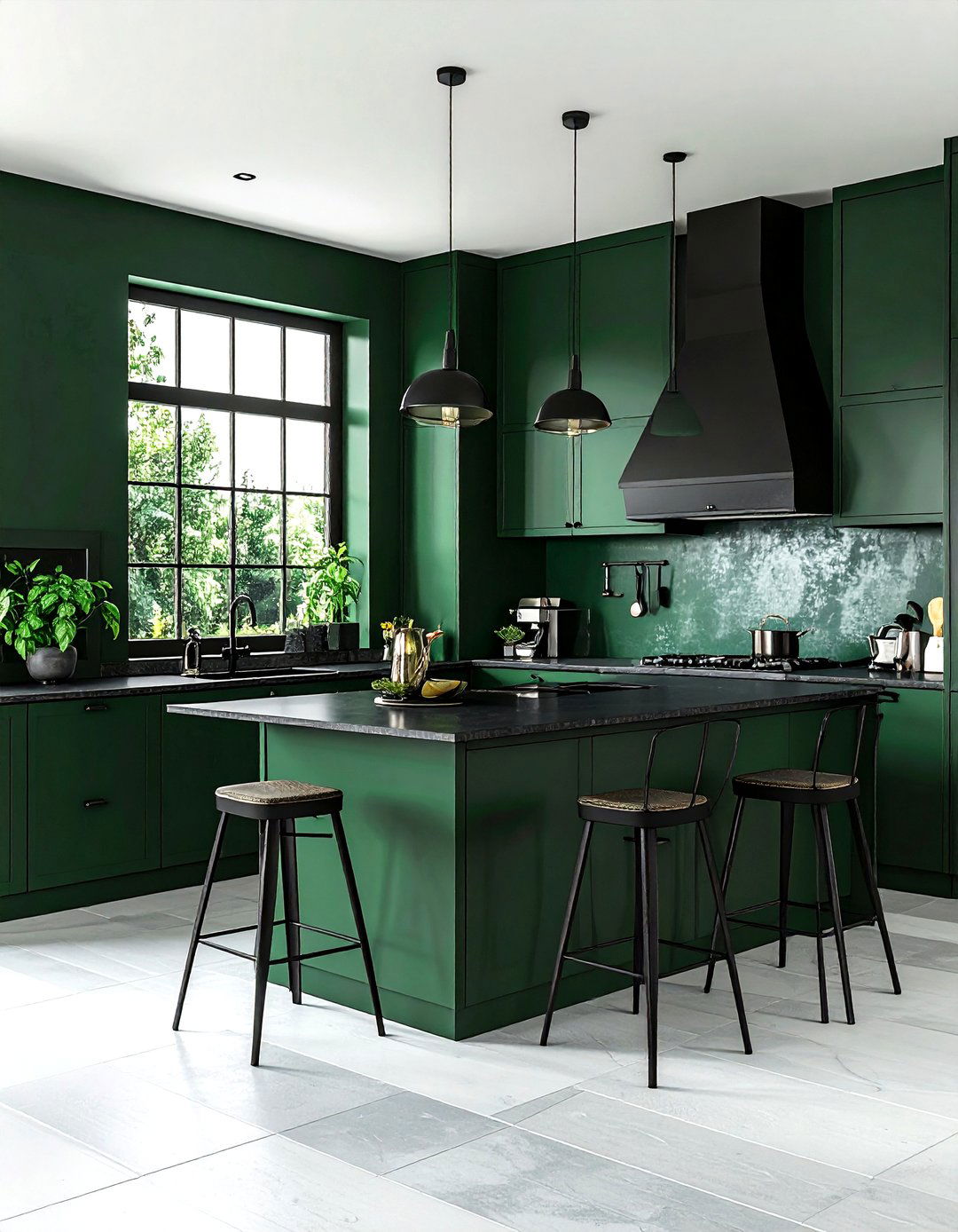 Emerald green kitchen with black accents - 30 emerald kitchen ideas