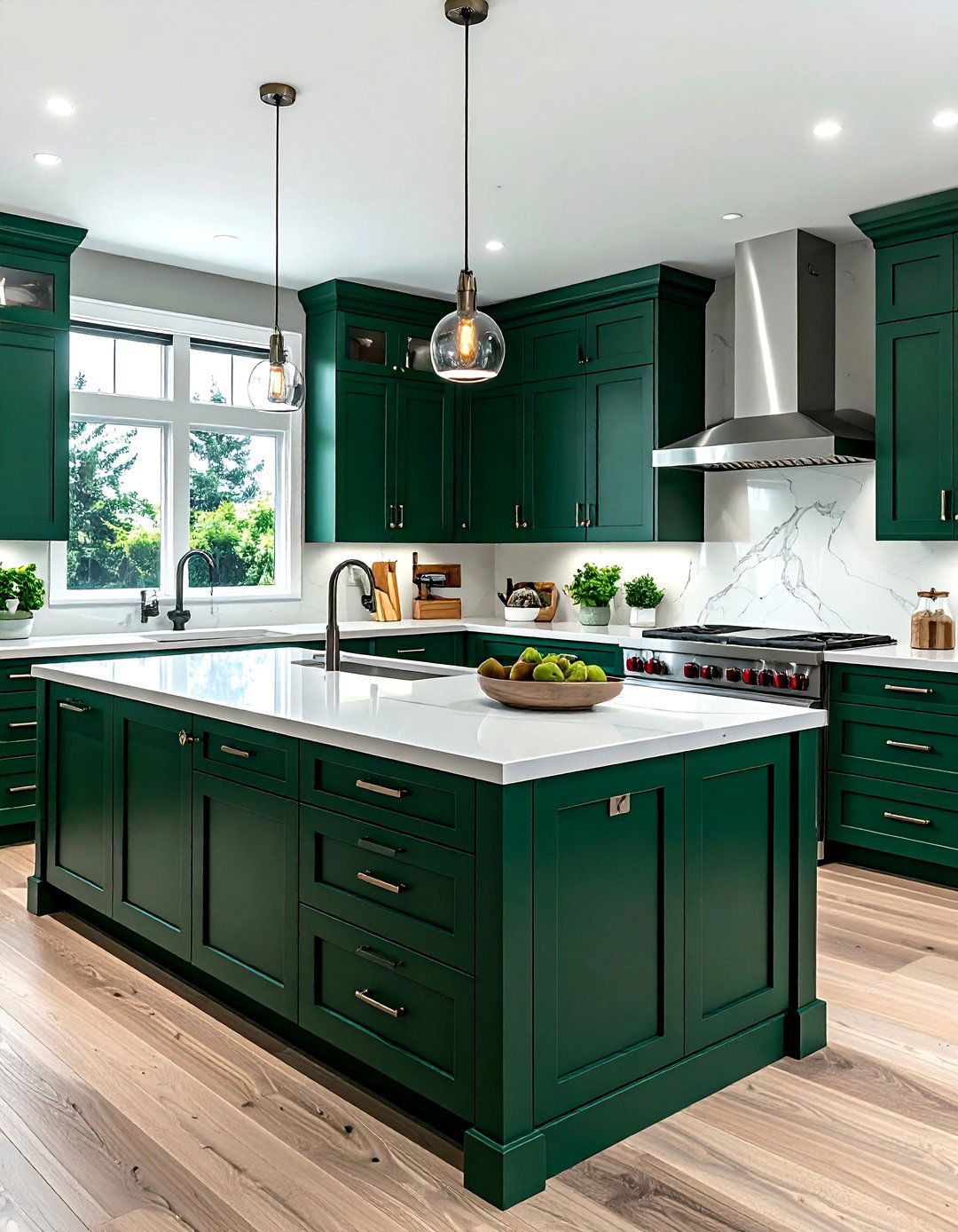 Emerald green kitchen with quartz countertops - 30 emerald kitchen ideas