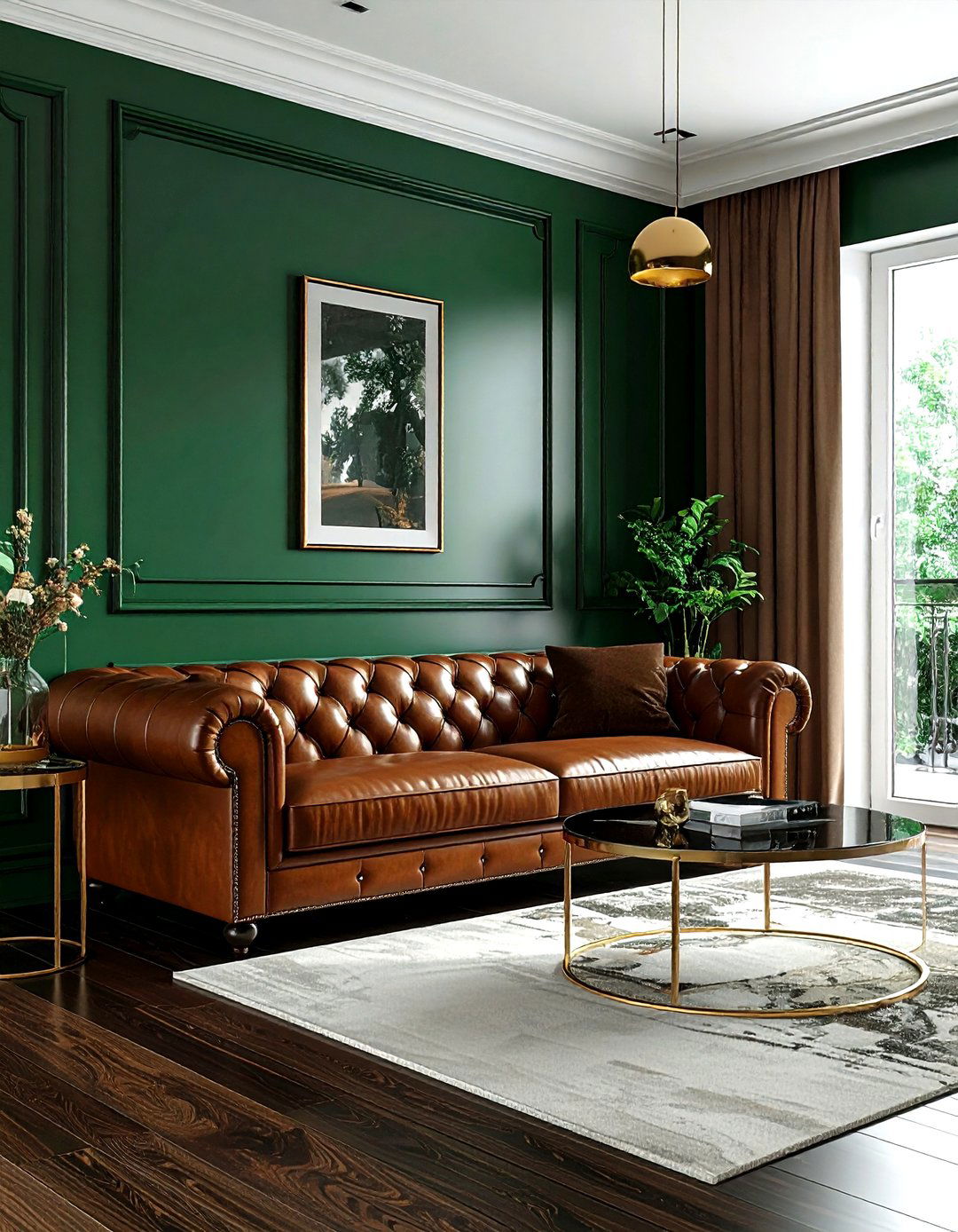 Emerald green living room - 30 living room paint ideas