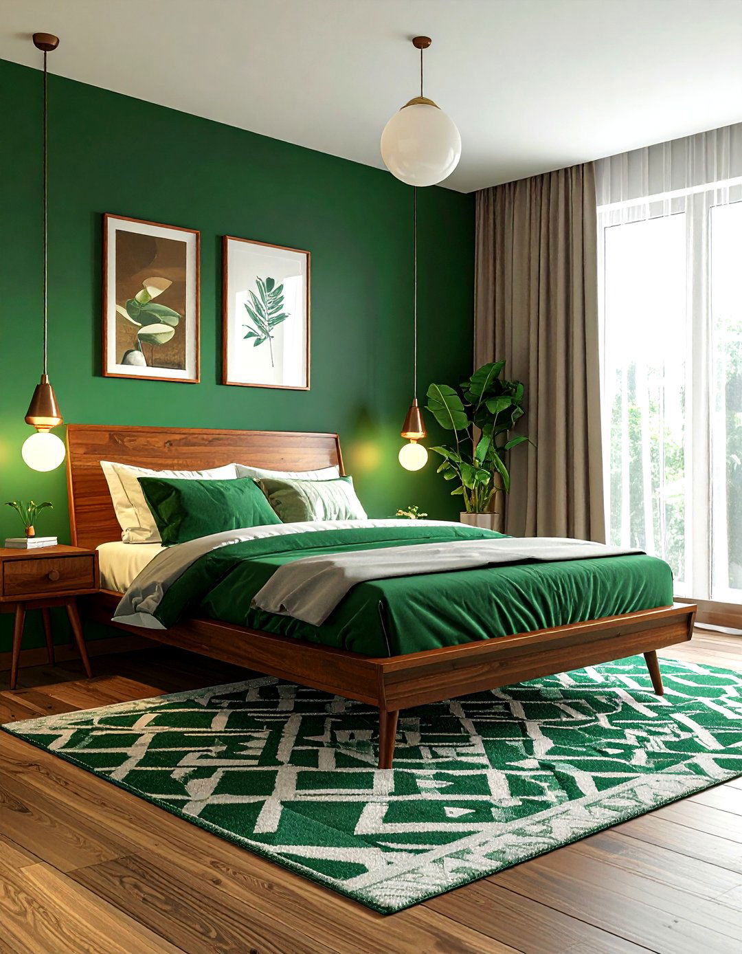 Emerald green mid century modern bedroom - 30 emerald bedroom decor ideas