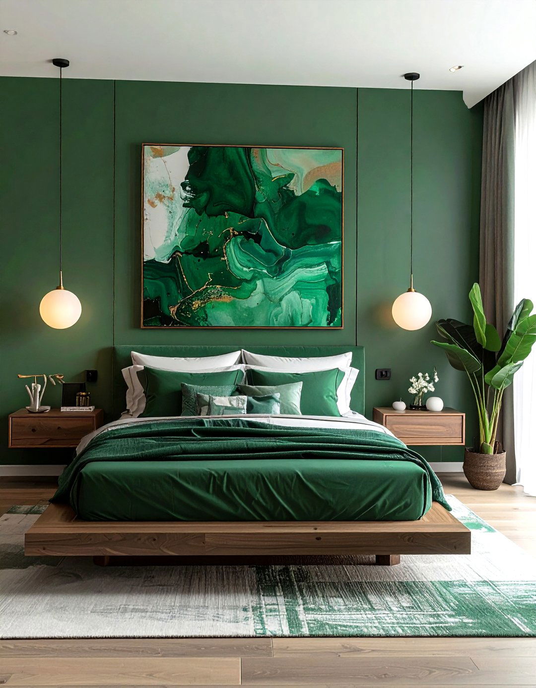 Emerald green modern bedroom - 30 emerald bedroom decor ideas