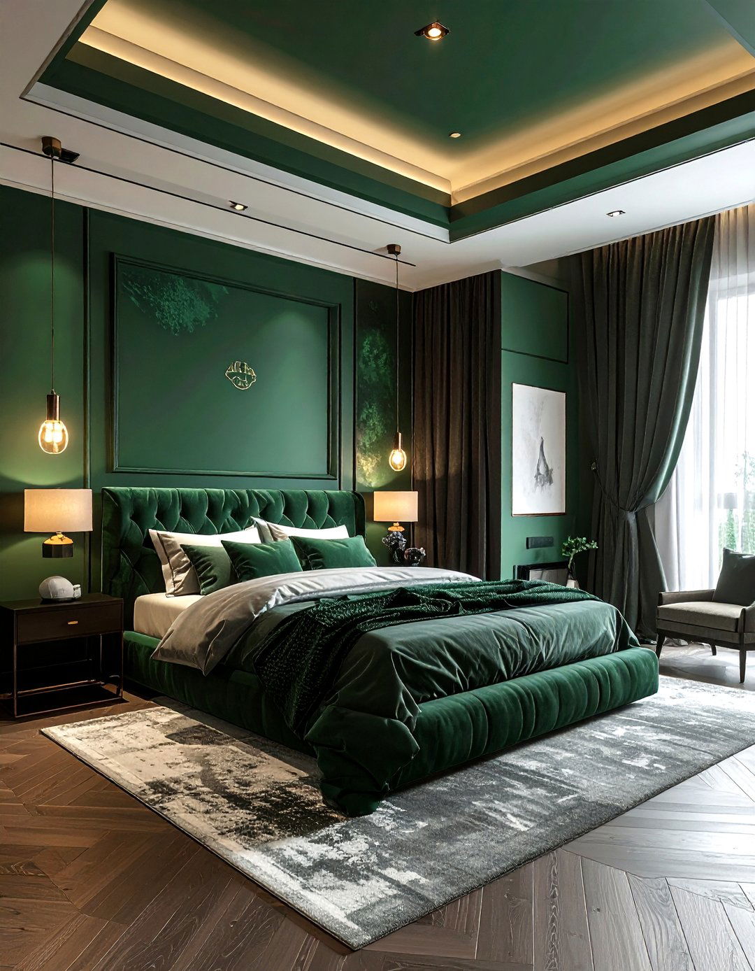 Emerald green moody bedroom - 30 emerald bedroom decor ideas