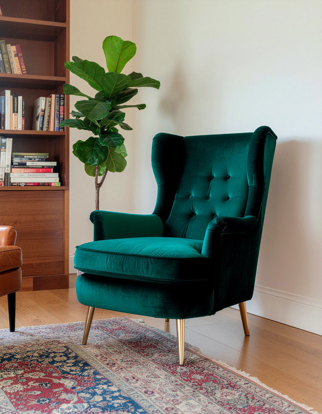 Emerald green ottoman - 30 living room velvet ottoman ideas