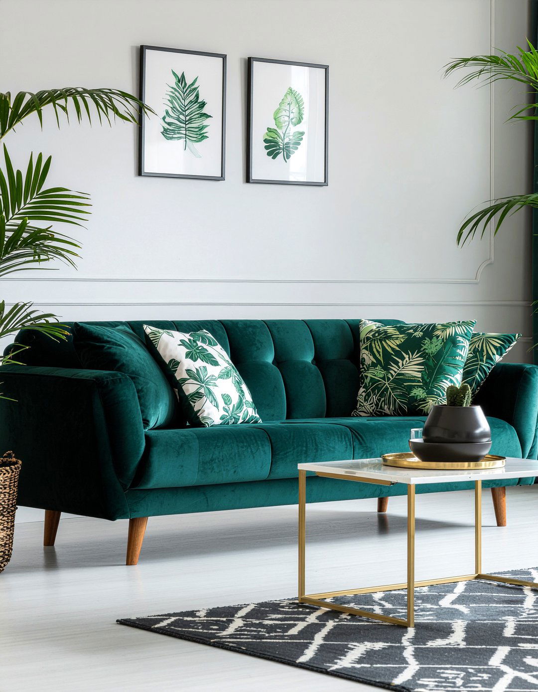 Emerald green sofa - 30 living room sofa ideas