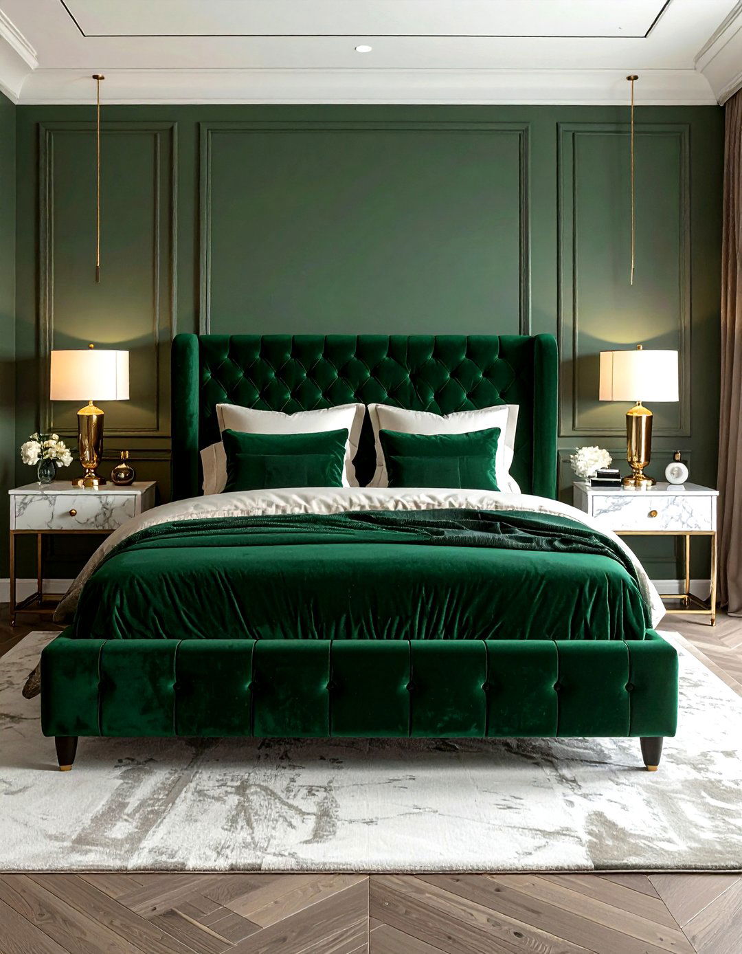 Emerald green velvet bed bedroom - 30 emerald bedroom decor ideas