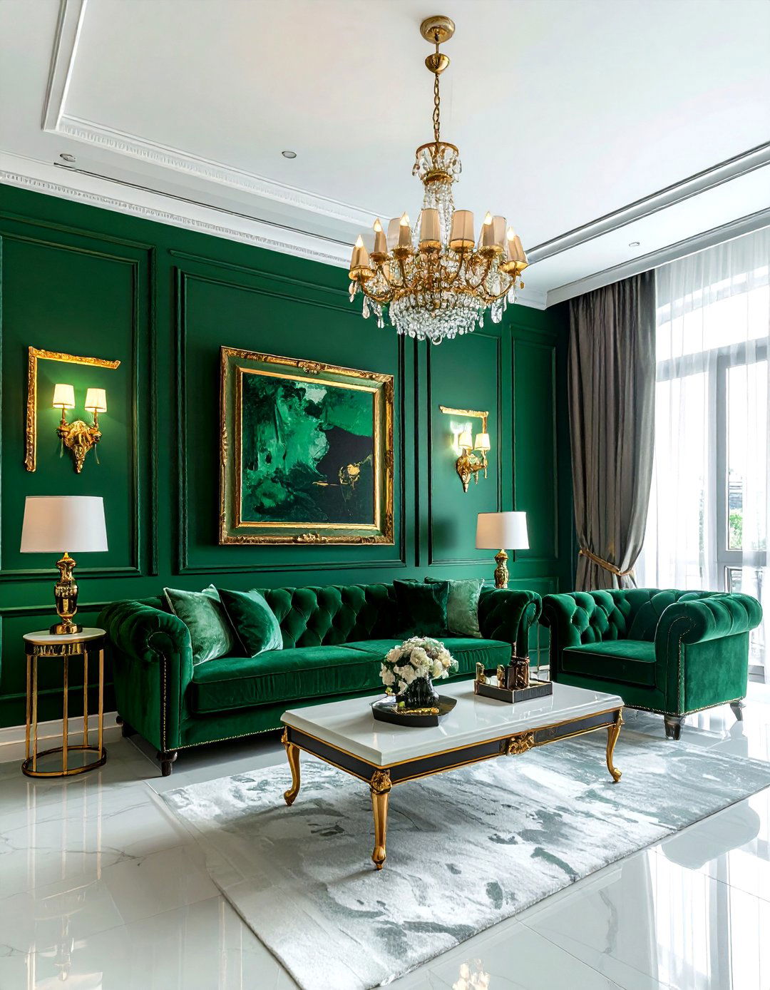 Emerald green wall - 30 paint ideas for walls