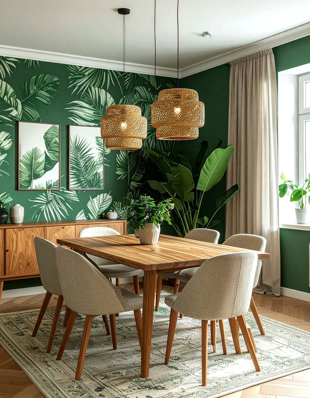 Emerald green wallpaper dining room - 30 emerald dining room ideas