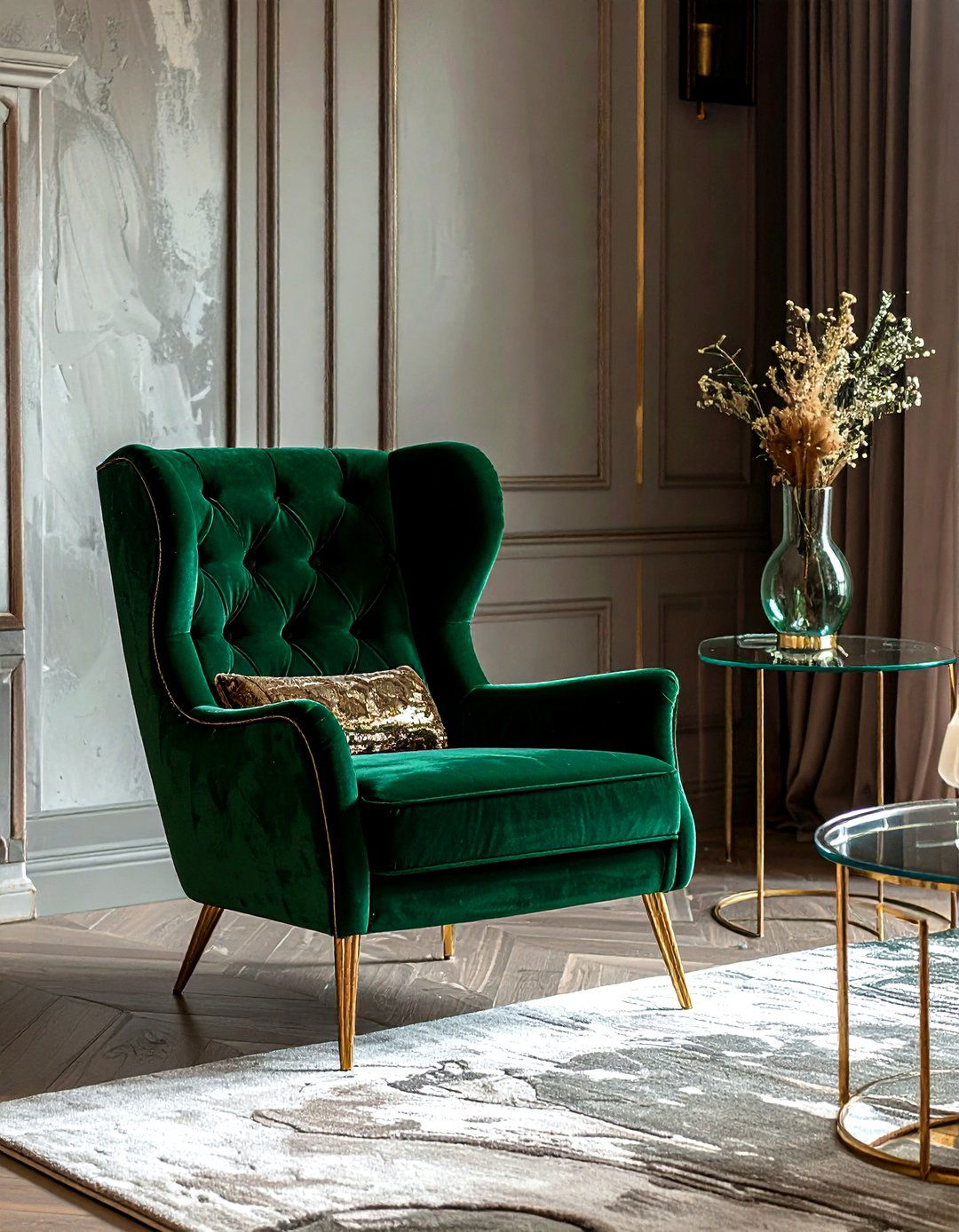 Emerald green wingback chair - 30 living room wingback chairs