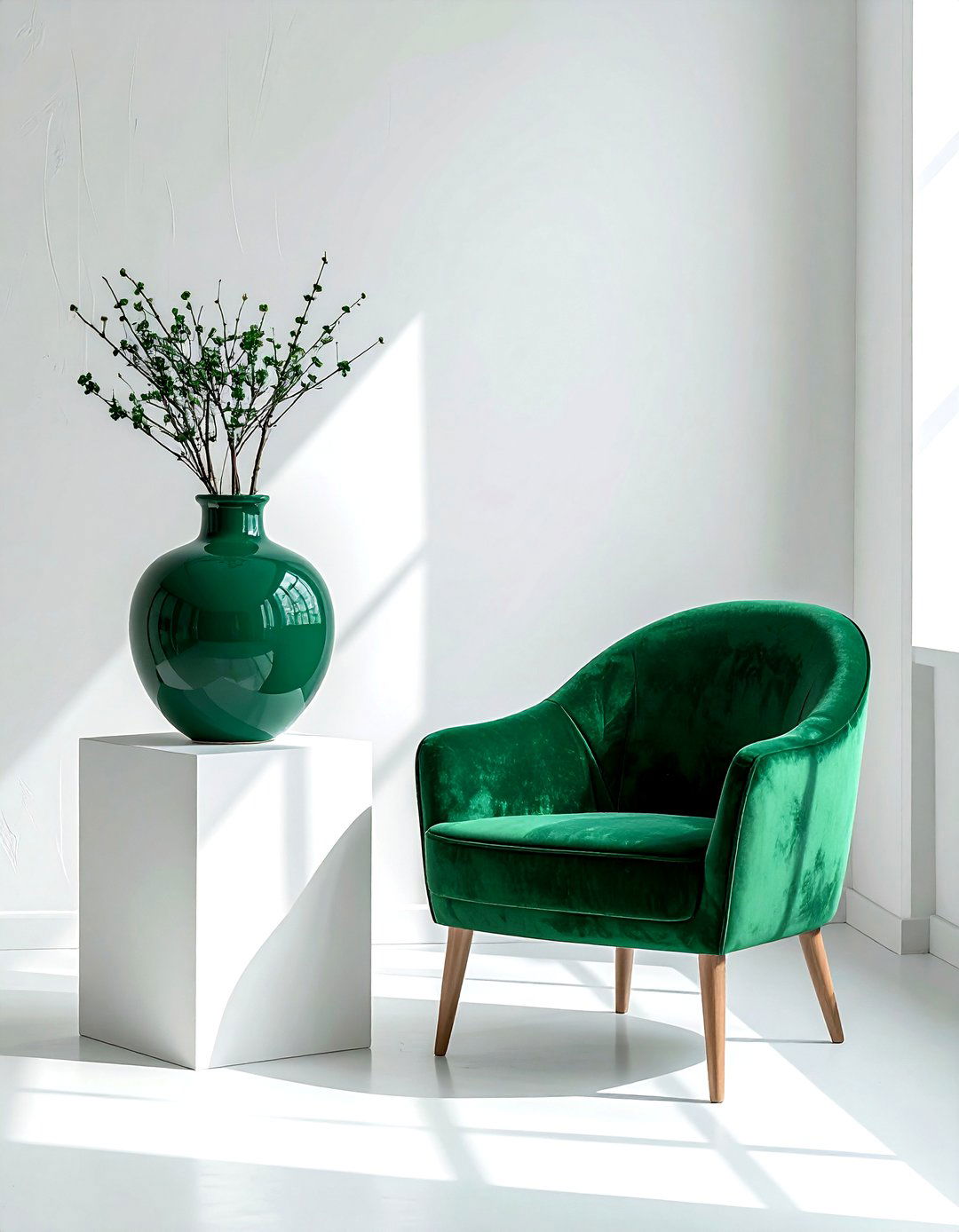 Emerald minimalist decor - 30 emerald and white living room ideas