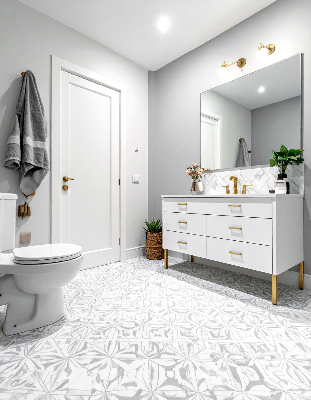Encaustic Look Vinyl - 30 bathroom vinyl flooring ideas
