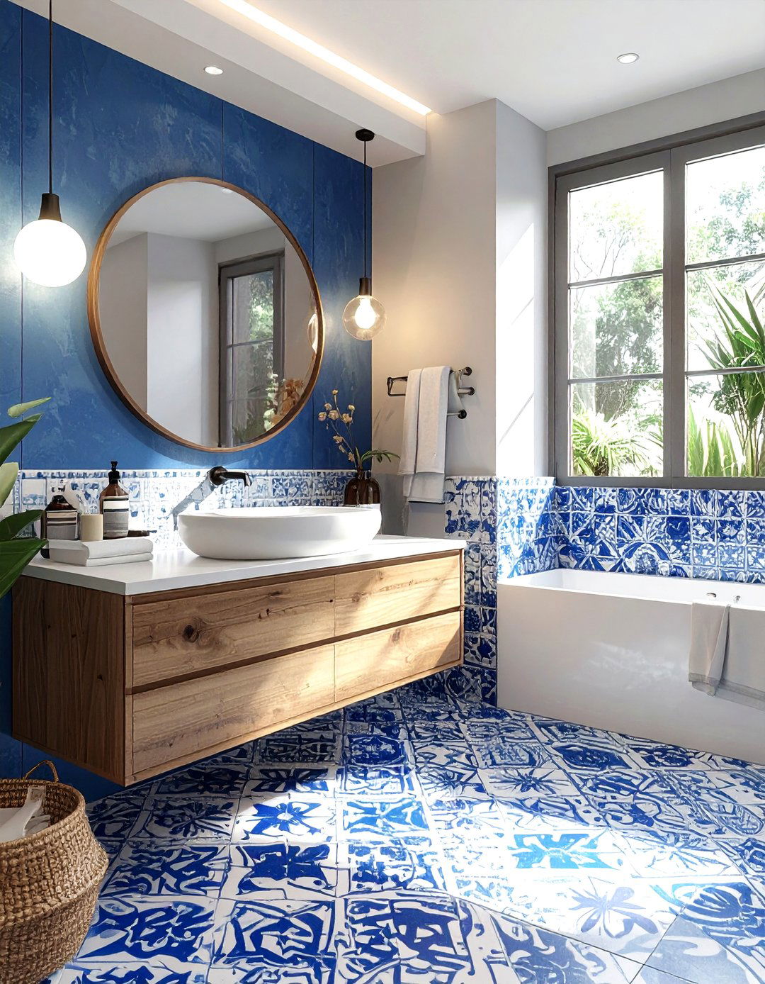 Encaustic cement tile - 30 non-slip bathroom floor ideas