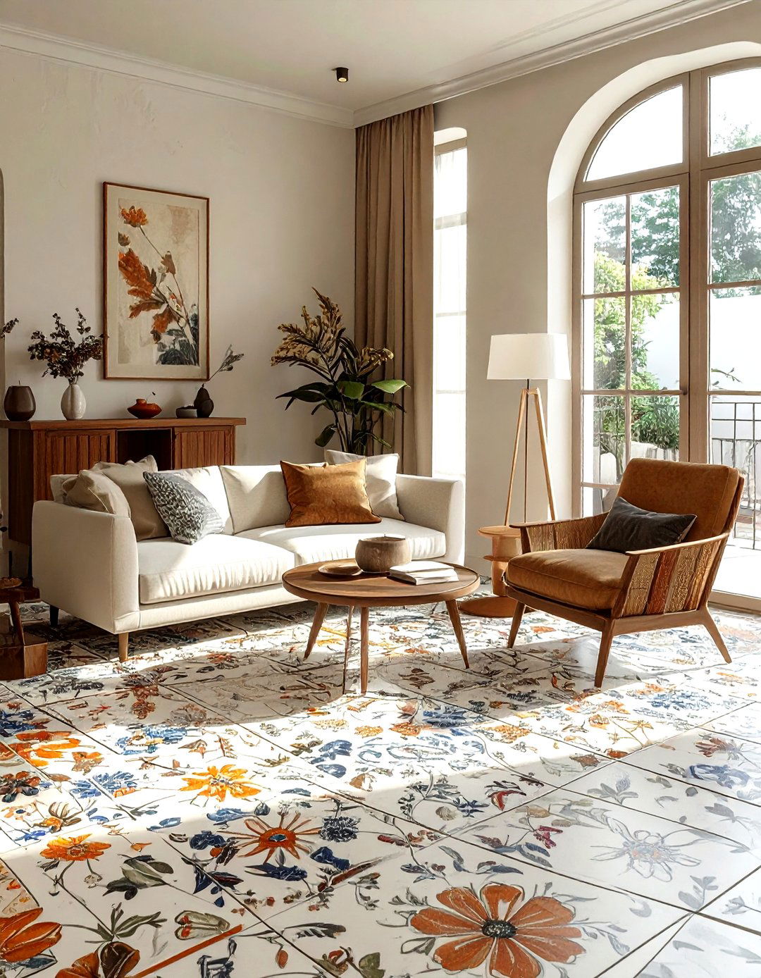 Encaustic floor tile - 30 living room tile designs