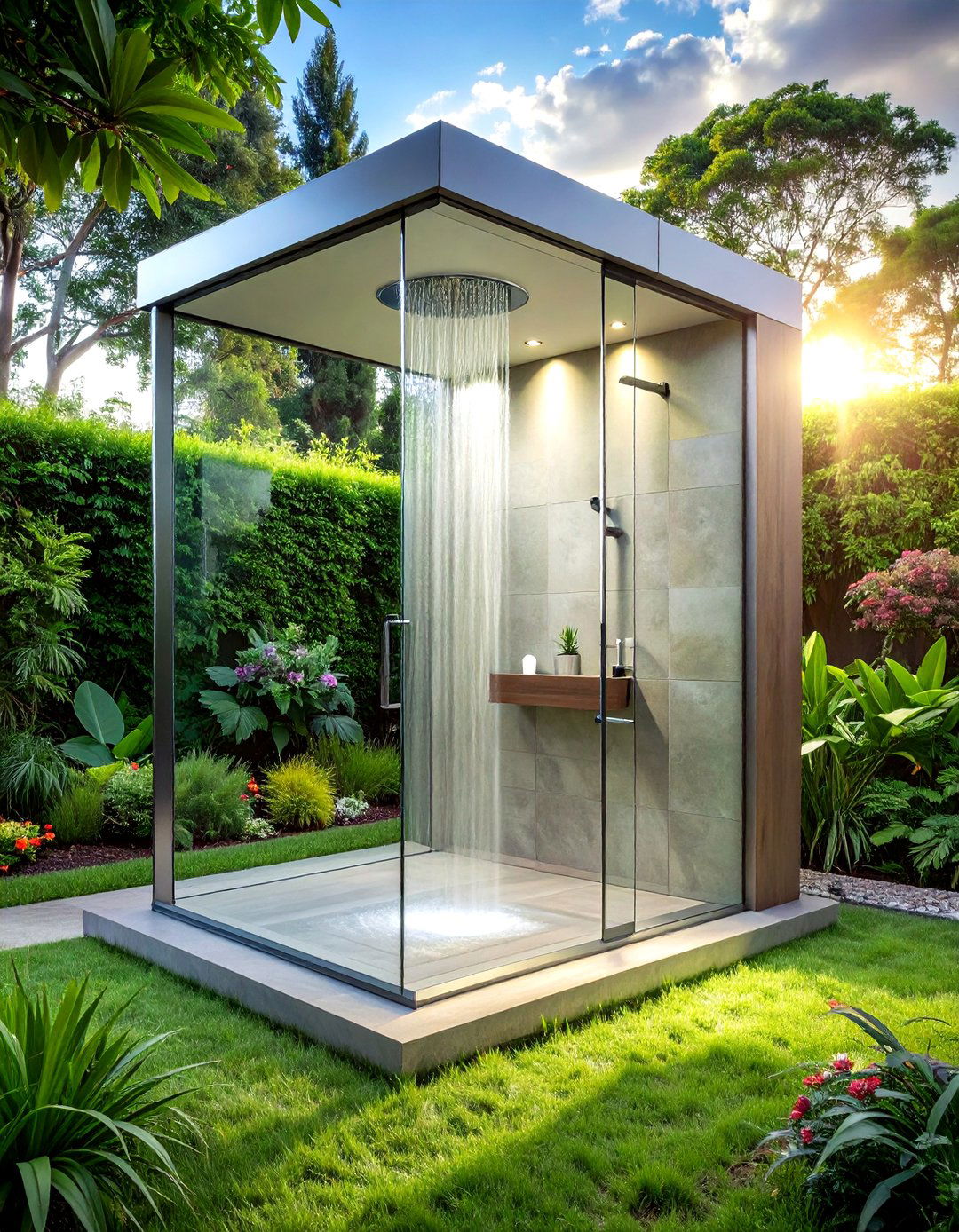 Enclosed glass shower - 30 outdoor bathroom ideas
