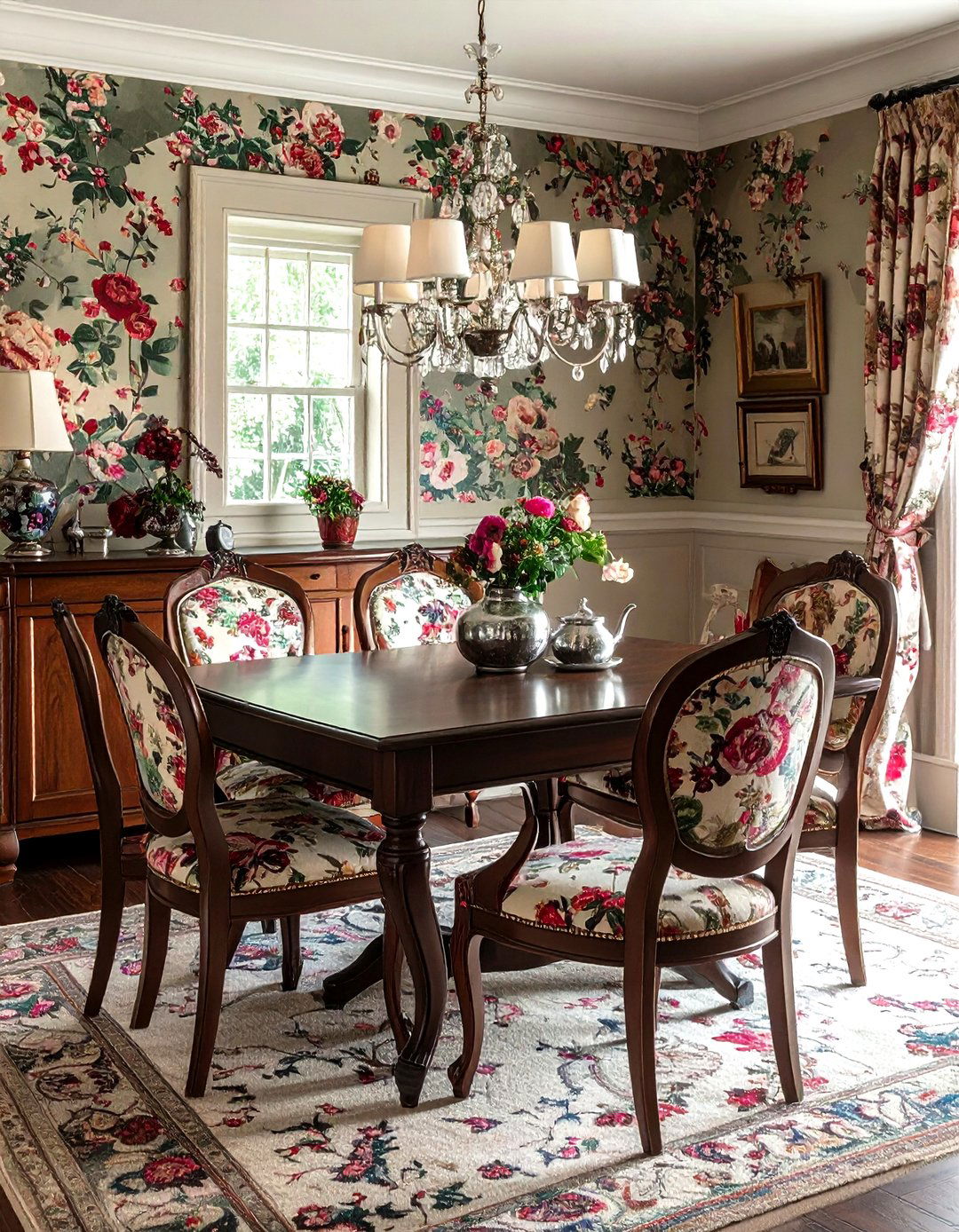 English garden wallpaper dining room - 30 floral wallpaper dining room ideas