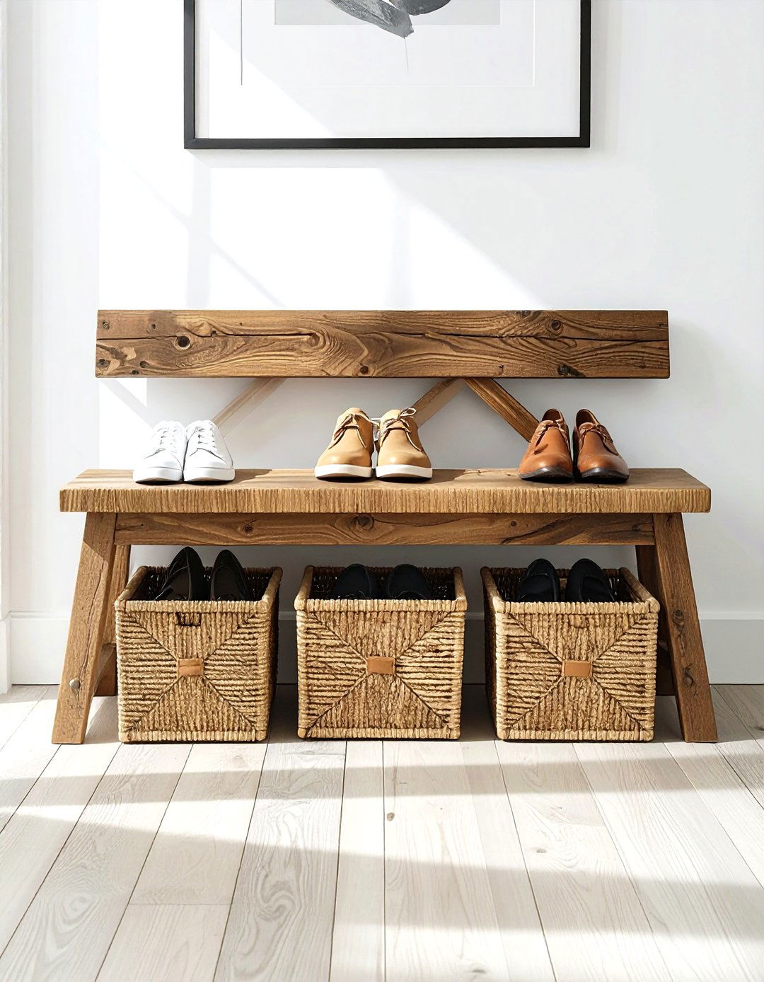 Entryway Bench Basket - 30 basket decor ideas
