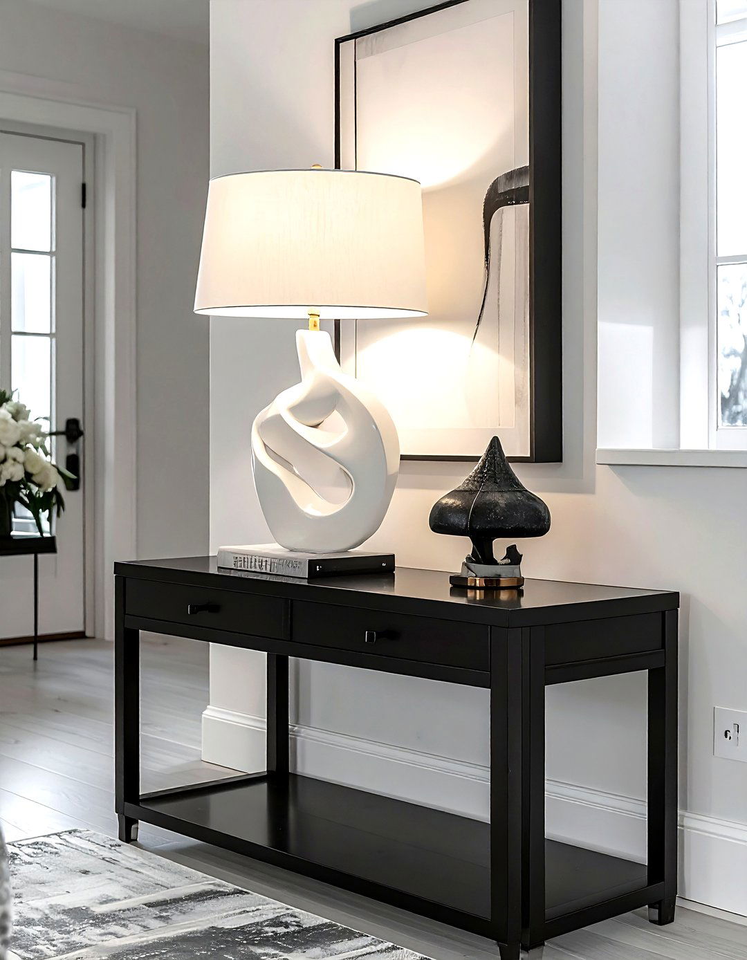 Entryway Console - 30 living room lamp placement ideas