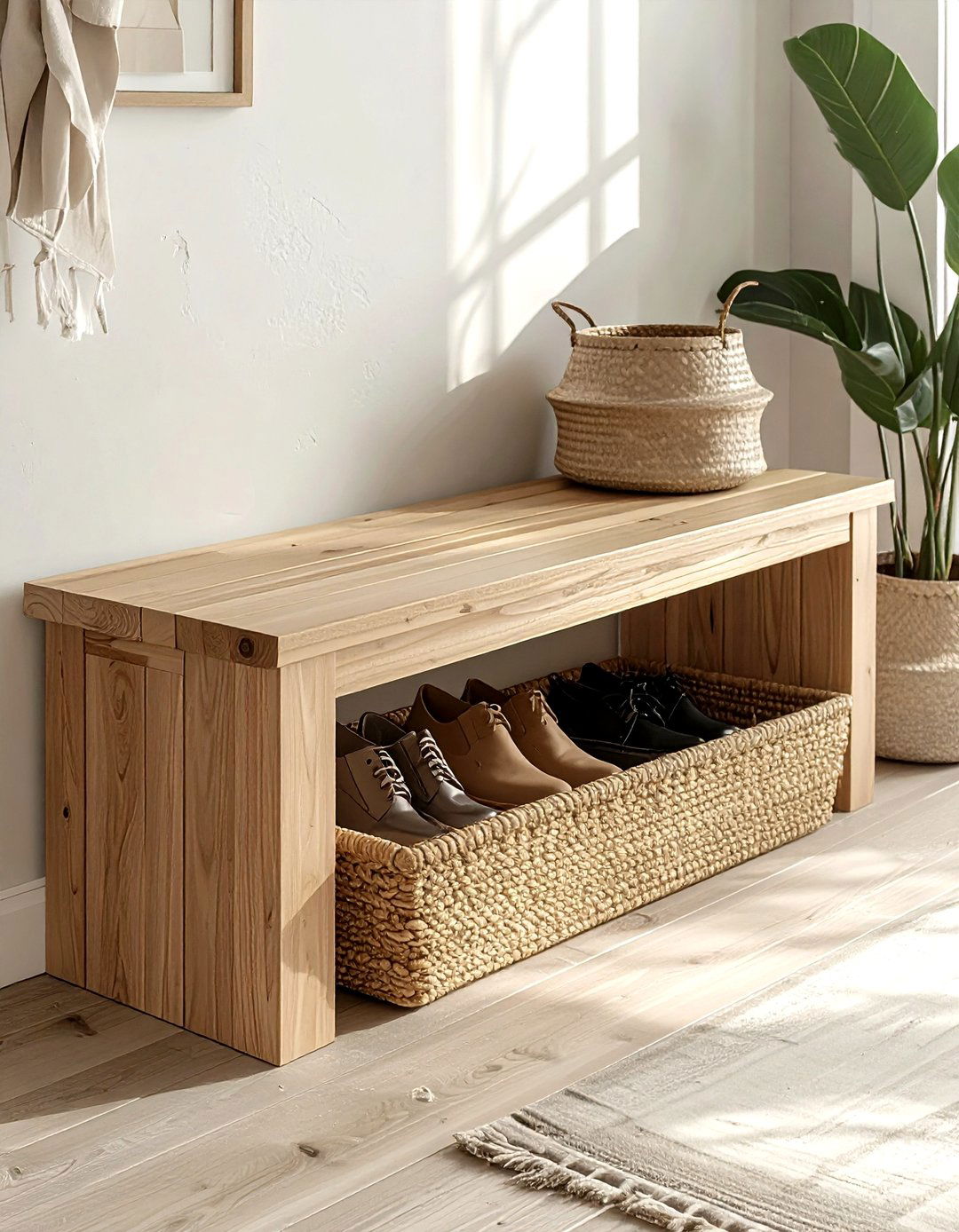 Entryway Shoe Storage - 30 woven basket ideas