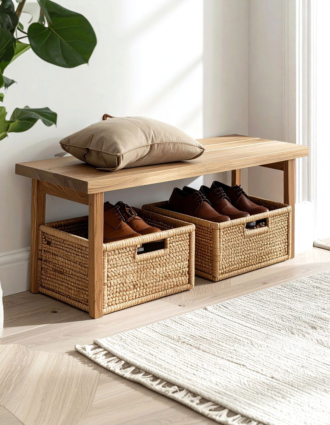 Entryway Shoe Storage - 30 rattan basket ideas