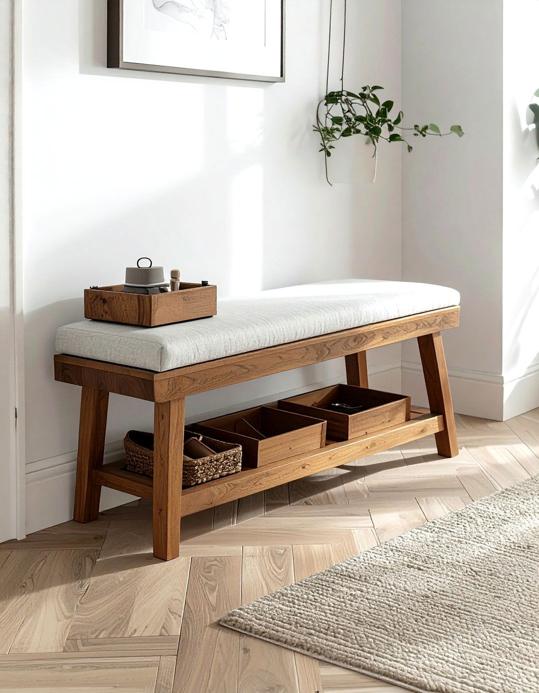 Entryway bench in living room - 30 living room bench seat ideas