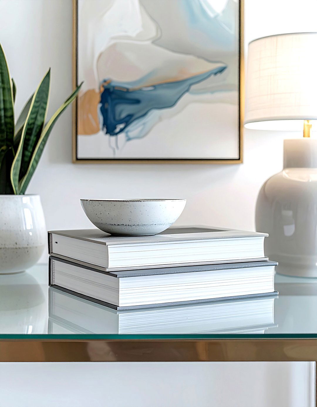 Entryway console book stack - 30 book decor ideas_1