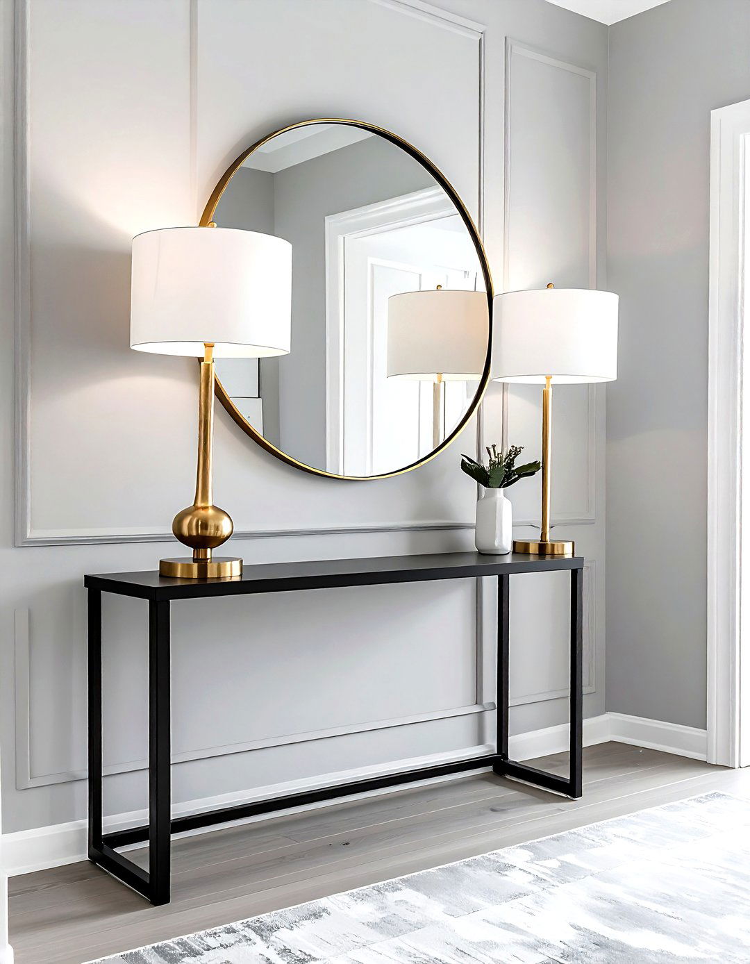 Entryway console table lamps - 30 decor symmetry ideas