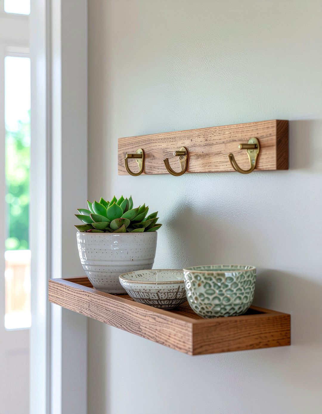 Entryway key holder - 30 floating shelf decor ideas