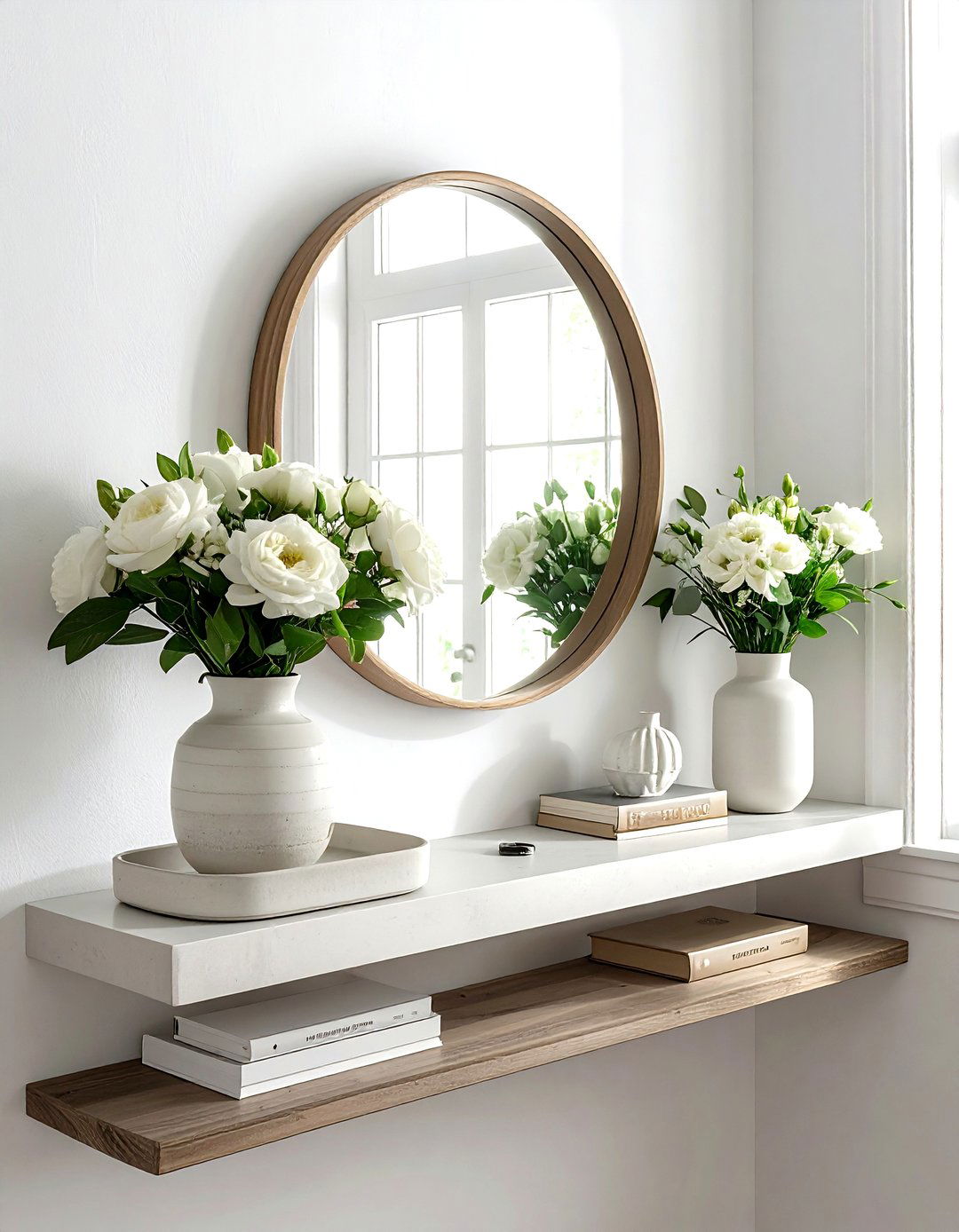 Entryway shelf vignette - 30 shelf vignette ideas