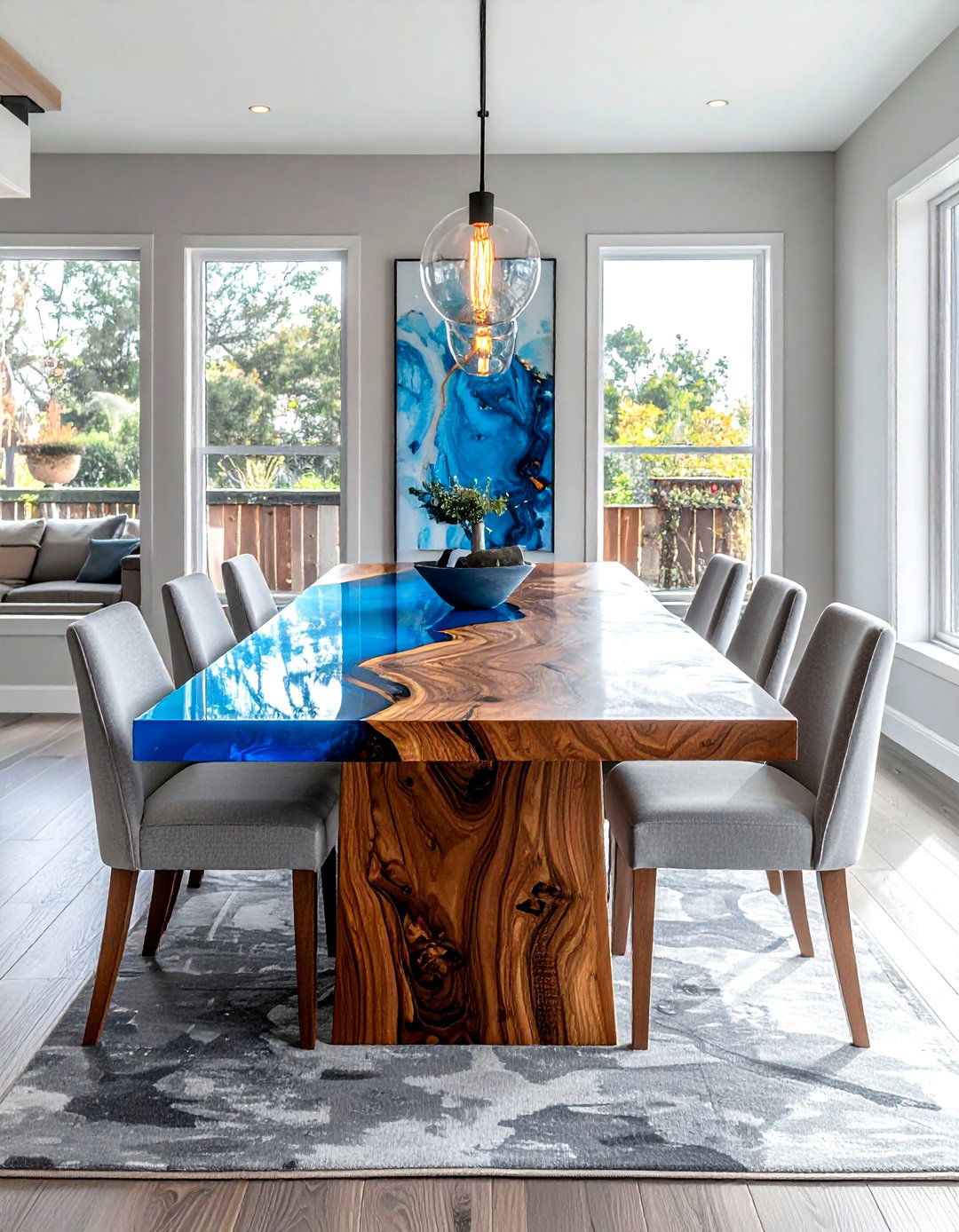 Epoxy resin dining table - 30 live edge dining room ideas