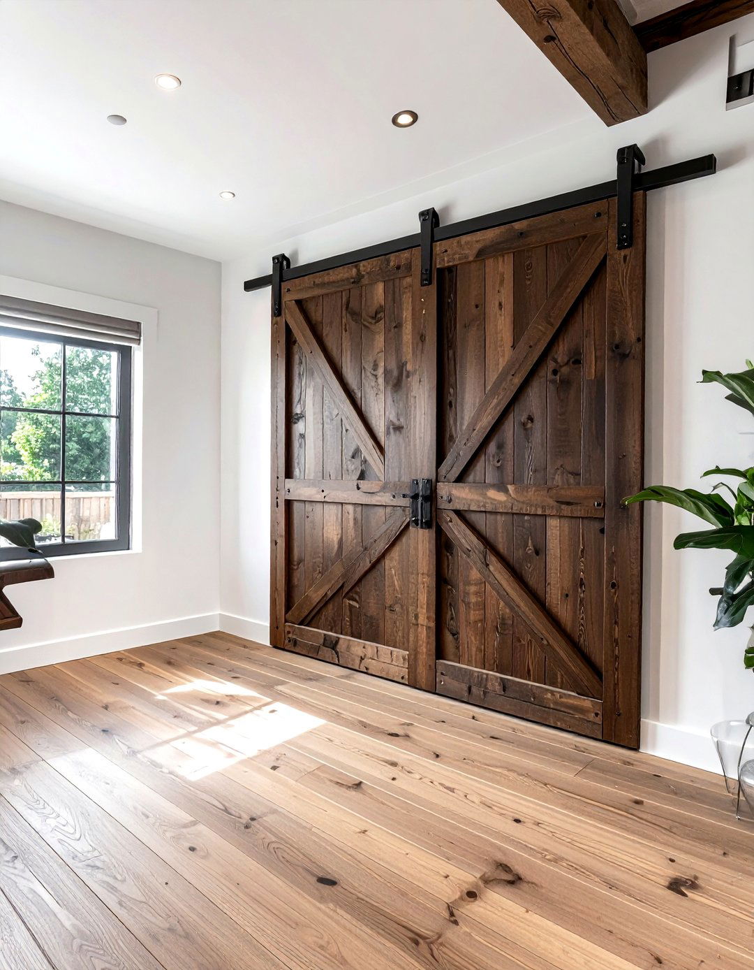 Espresso sliding barn door - 30 dark wood decor ideas